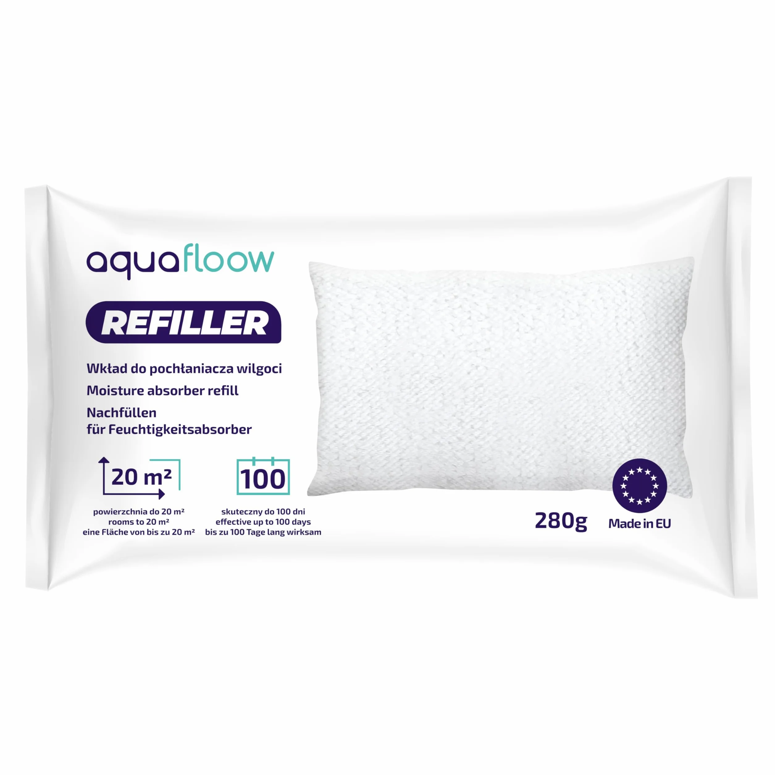 Aquafloow Uniwersalne Wkłady do Pochłaniacza Wilgoci 280 g 20 m² Zapobiega Pleśni