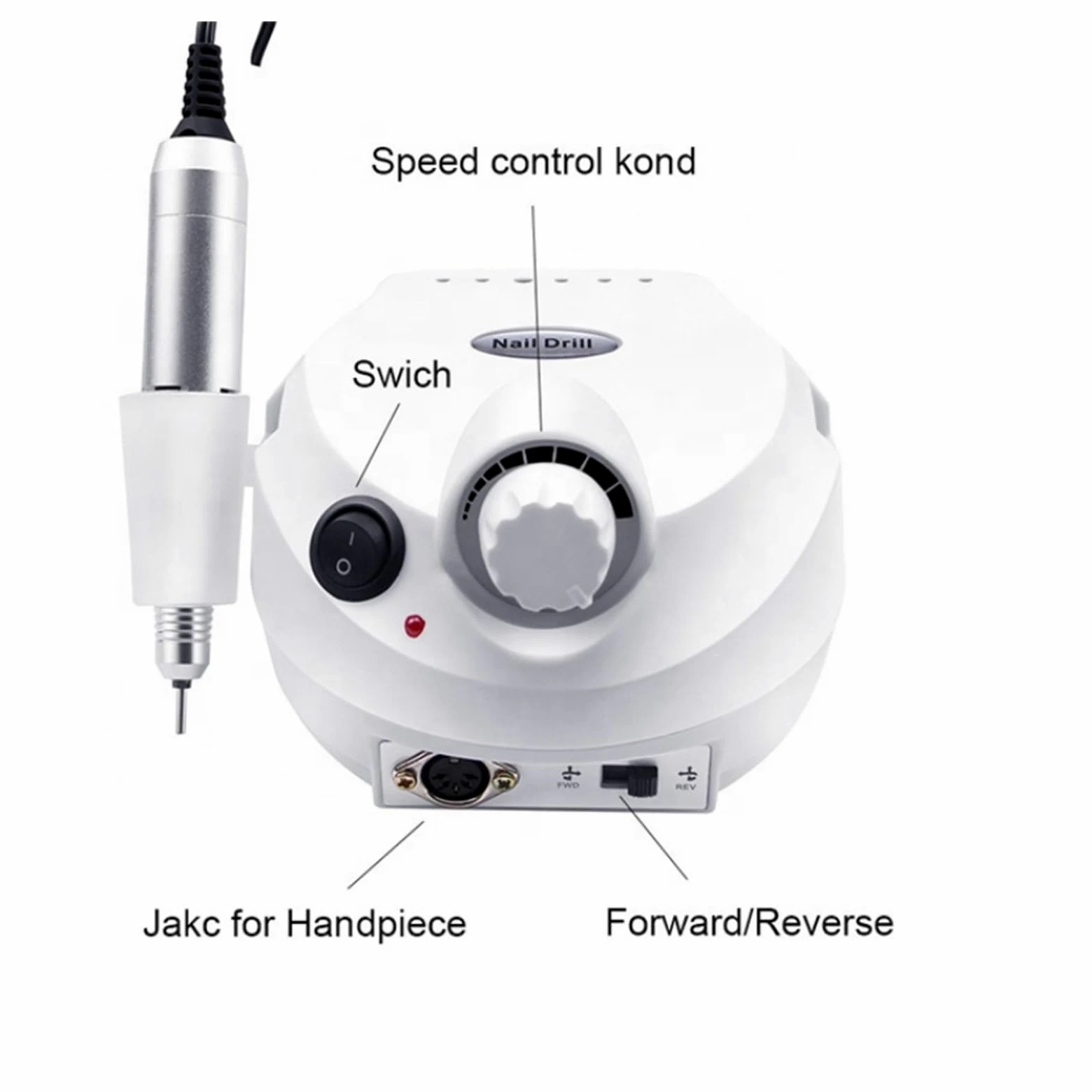 Obcinacz do paznokci, 35000 RPM Elektryczny pilnik do paznokci, Profesjonalny uchwyt Elektryczna wiertarka do paznokci Polska maszyna, Zestaw wierteł do paznokci Manicure(Pink)