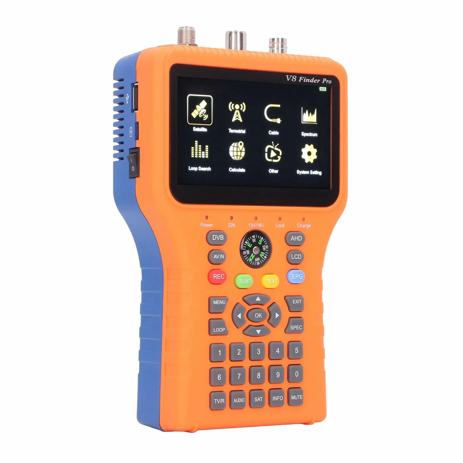 4.3 Calowy Ekran LCD Antena Satelitarna Lokalizator Sygnału V8 FINDER PRO FTA DVB S2 S2X Miernik Sygnału z funkcją Kompasu (Wtyczka UE)