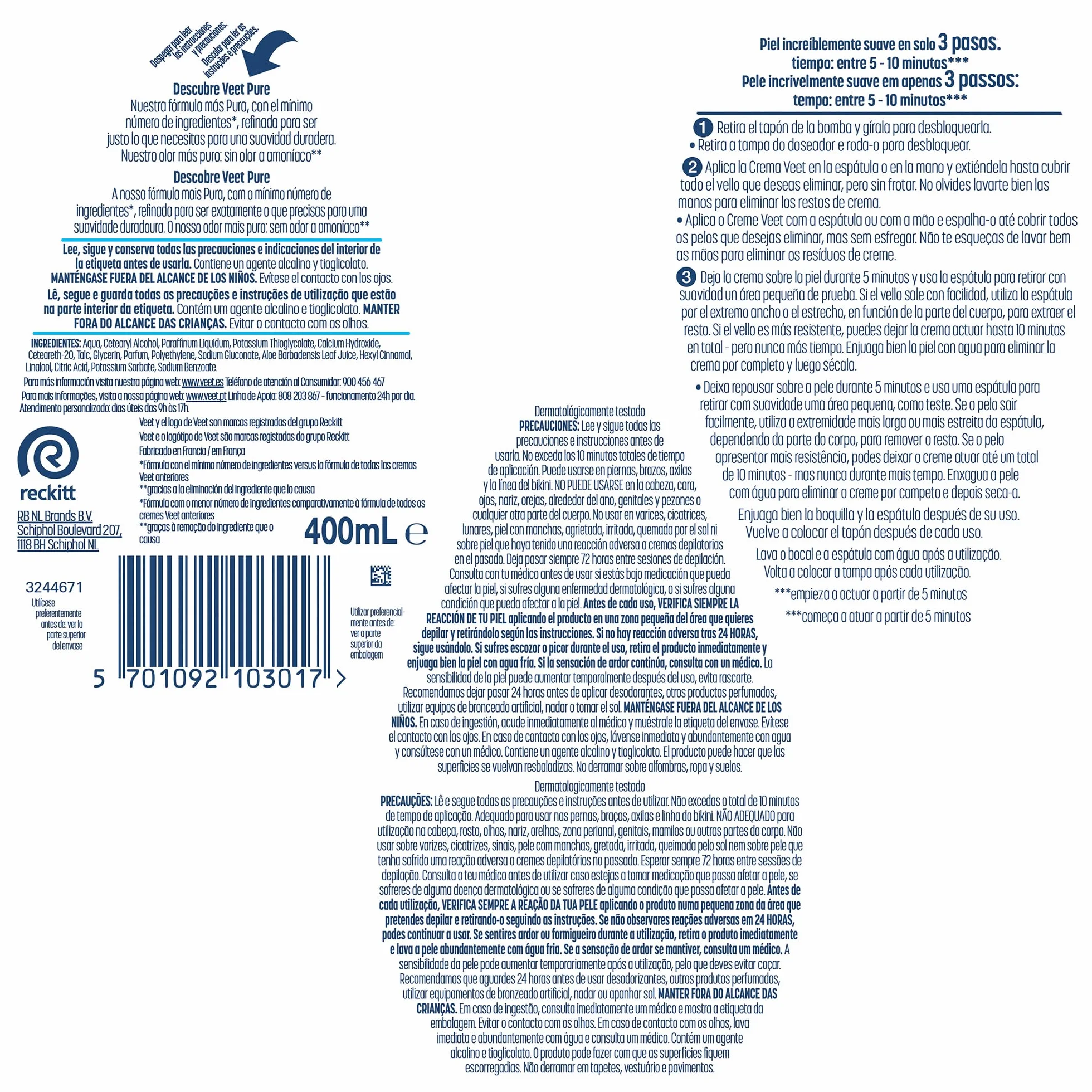 Veet Krem do depilacji ciała, z dozownikiem, skóra wrażliwa, 400 ml, 400 mililitr, 1