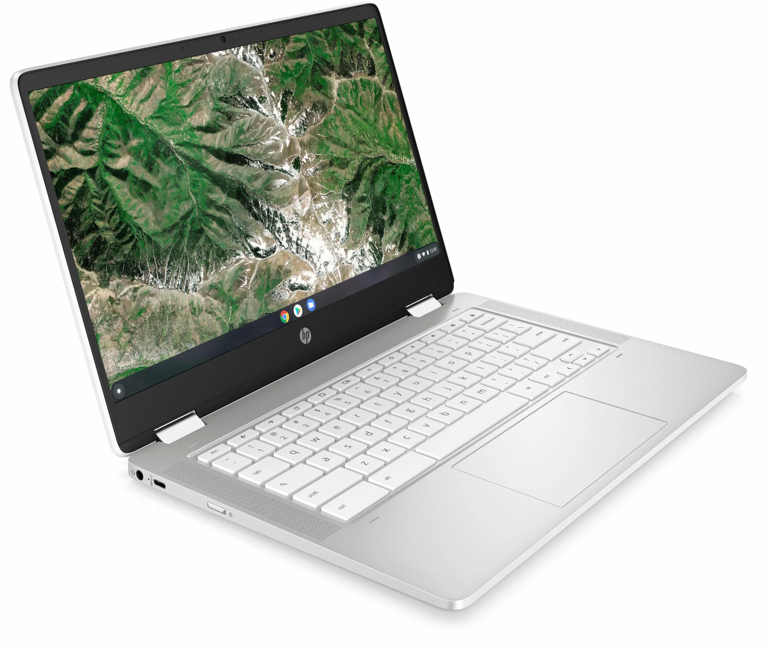 HP Chromebook x360 Laptop, 14" ekran dotykowy, Intel Celeron N4120, 4 GB DDR4 RAM, 64 GB eMMC, Intel UHD Graphics 600, system operacyjny ChromeOS, klawiatura QWERTZ, Germini, Biały ceramiczny