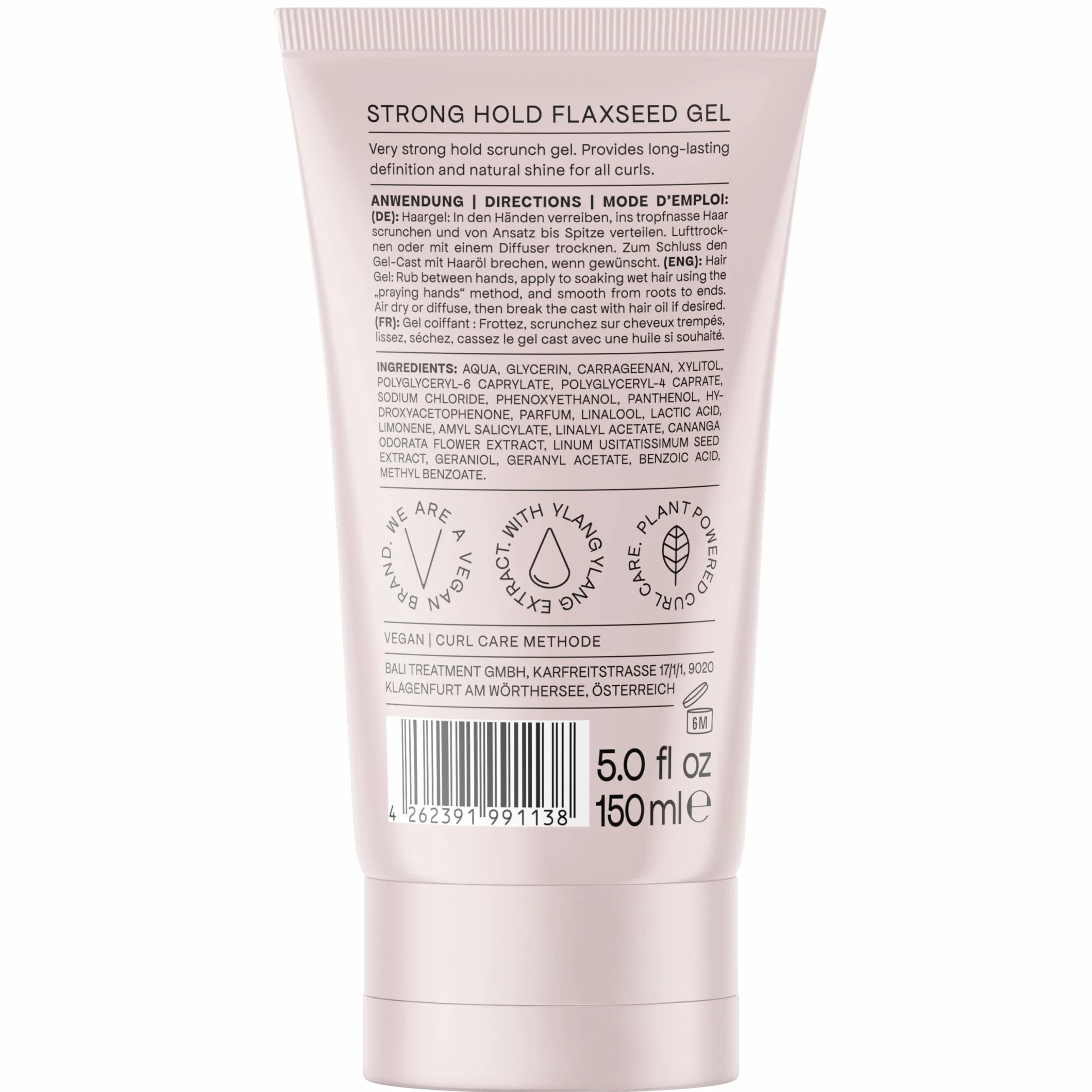 Bali Curls Strong Hold Flaxseed Gel – Żel do stylizacji włosów z siemieniem lnianym dla włosów kręconych, falowanych i afro z długotrwałym mocnym uchwytem i przeciwko puszeniu się, 150 ml