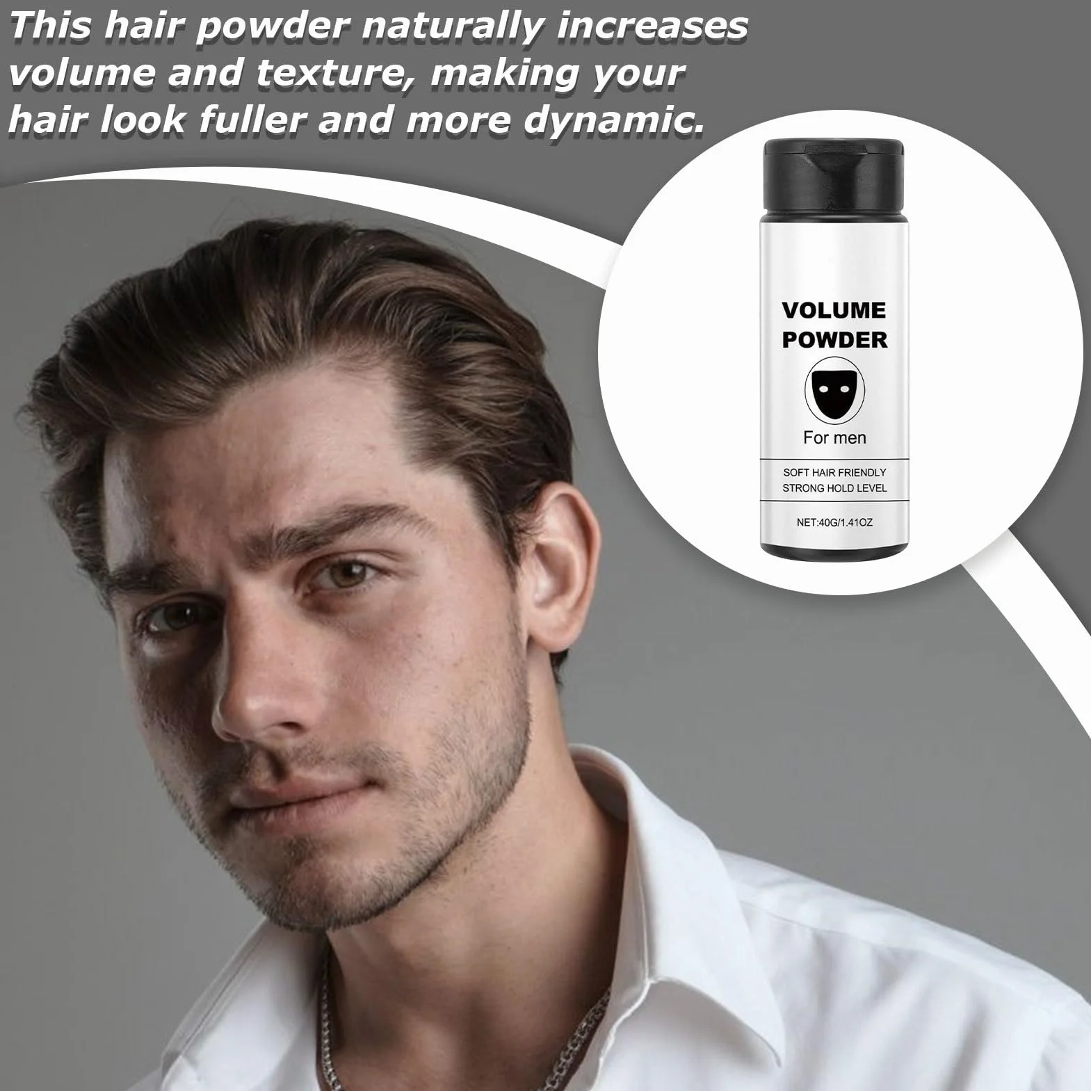 Hair Texture Powder, Men’s Styling Dust, Natural Finish Grooming Product, Portable Volume Enhancer, Travel-Friendly Hair Care Solution for Appointments Business Meetings and On-the-Go Use, 40g