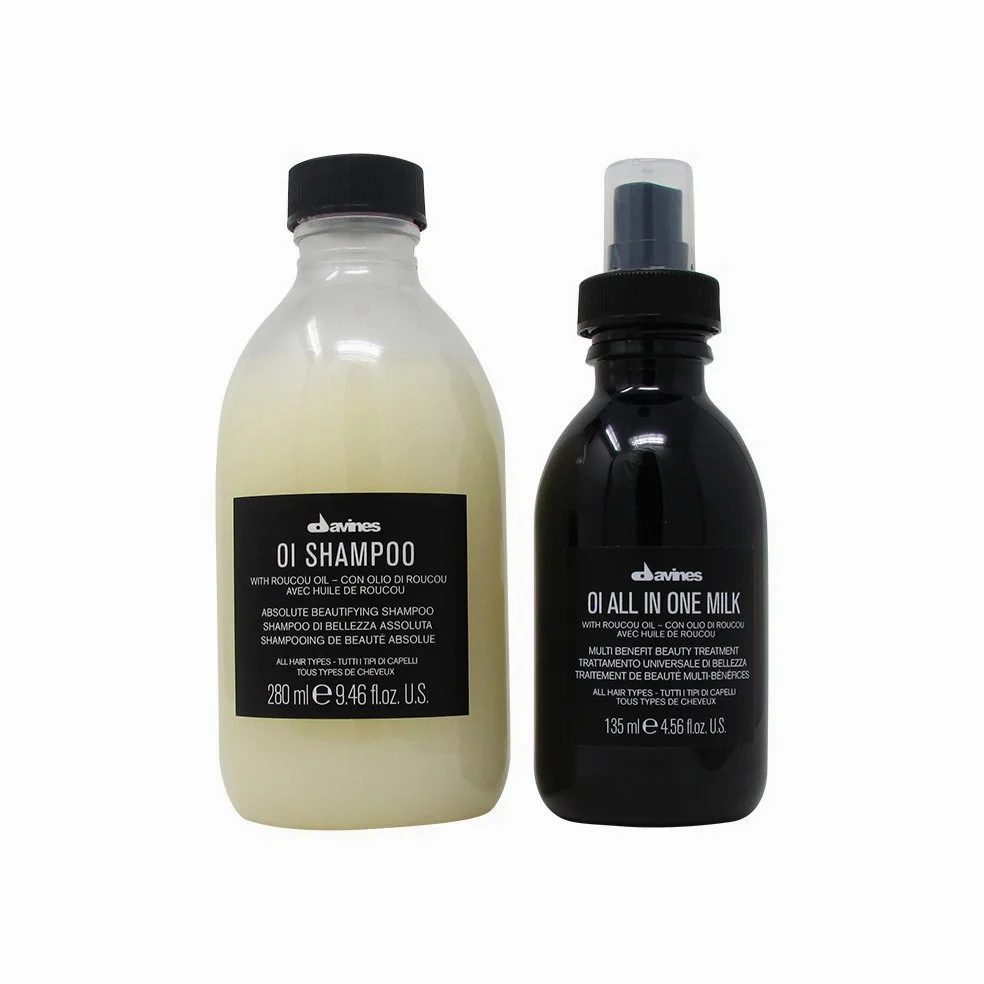 Pakiet - 2 elementy: Szampon Davines Essential Haircare OI - Absolutnie Upiększający Szampon, 280 ml i Davines OI/ALL IN ONE MILK