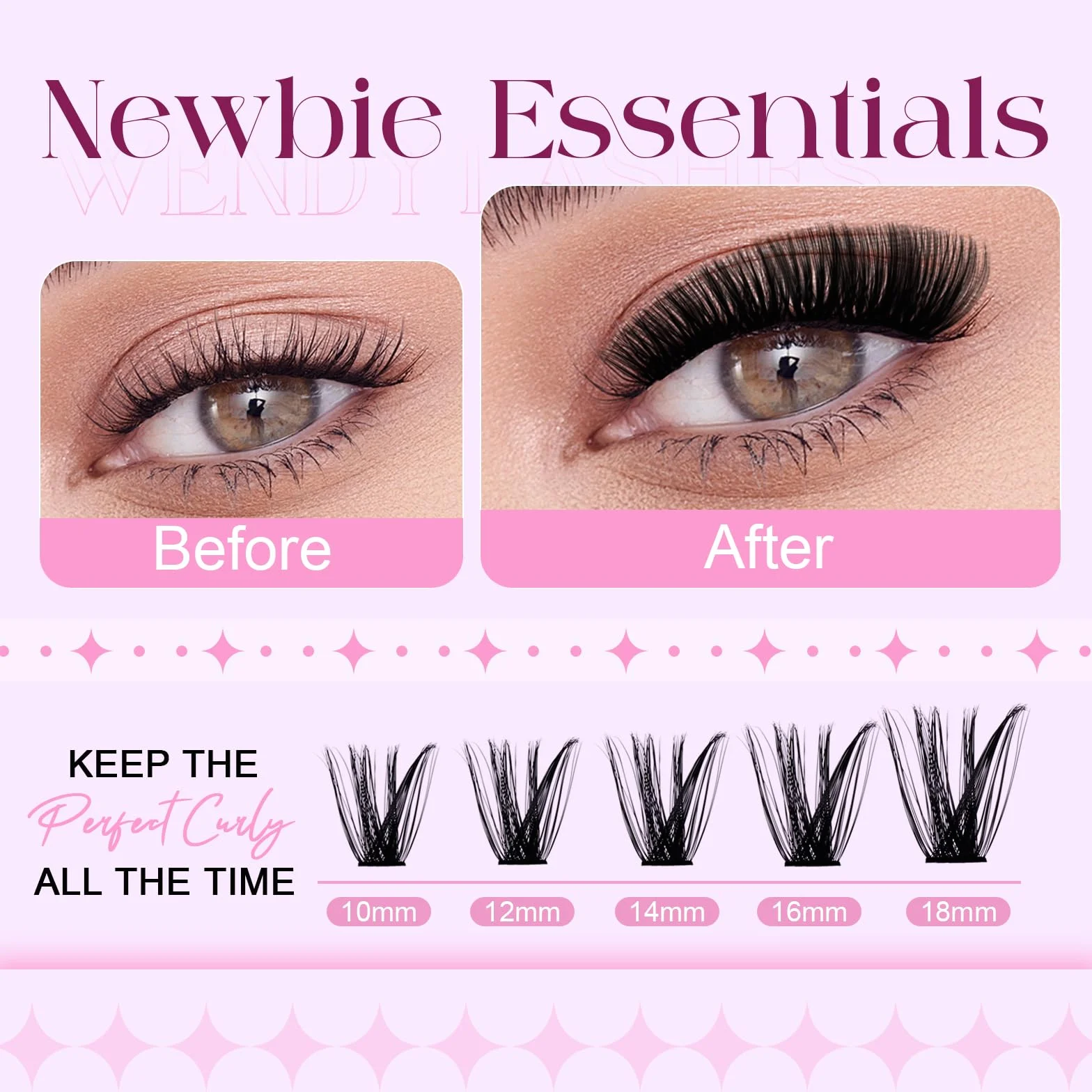Indywidualne Rzęsy,60D+80D+100D+150D Cluster Lash D-Curl Puszyste Individual Eyelashes10-18mm do przedłużania rzęs DIY