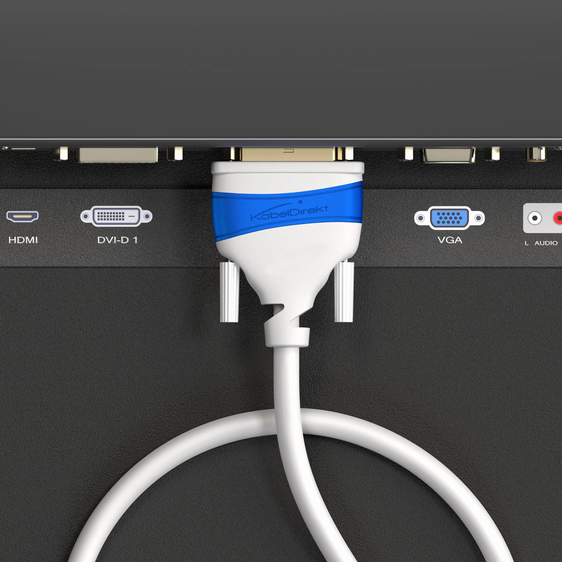 KabelDirekt – Kabel Dual Link DVI – z rdzeniem ferrytowym dla niezniekształconych sygnałów – 1 m – biały (cyfrowe kabel monitora DVI-D/24+1, do 2560×1600 przy 60 Hz lub Full HD/1080p)
