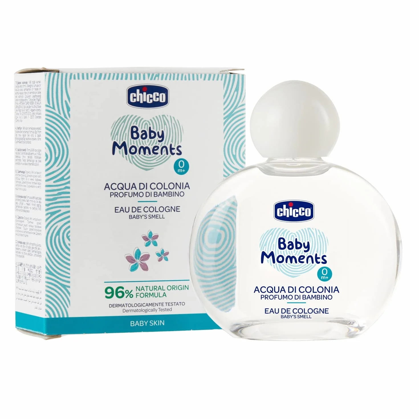 Chicco Woda kolońska Baby Moments, Woda Perfumowana Dla Dzieci, Delikatny Zapach ze Składnikami Naturalnego Pochodzenia, 0 Miesięcy+,100 ml