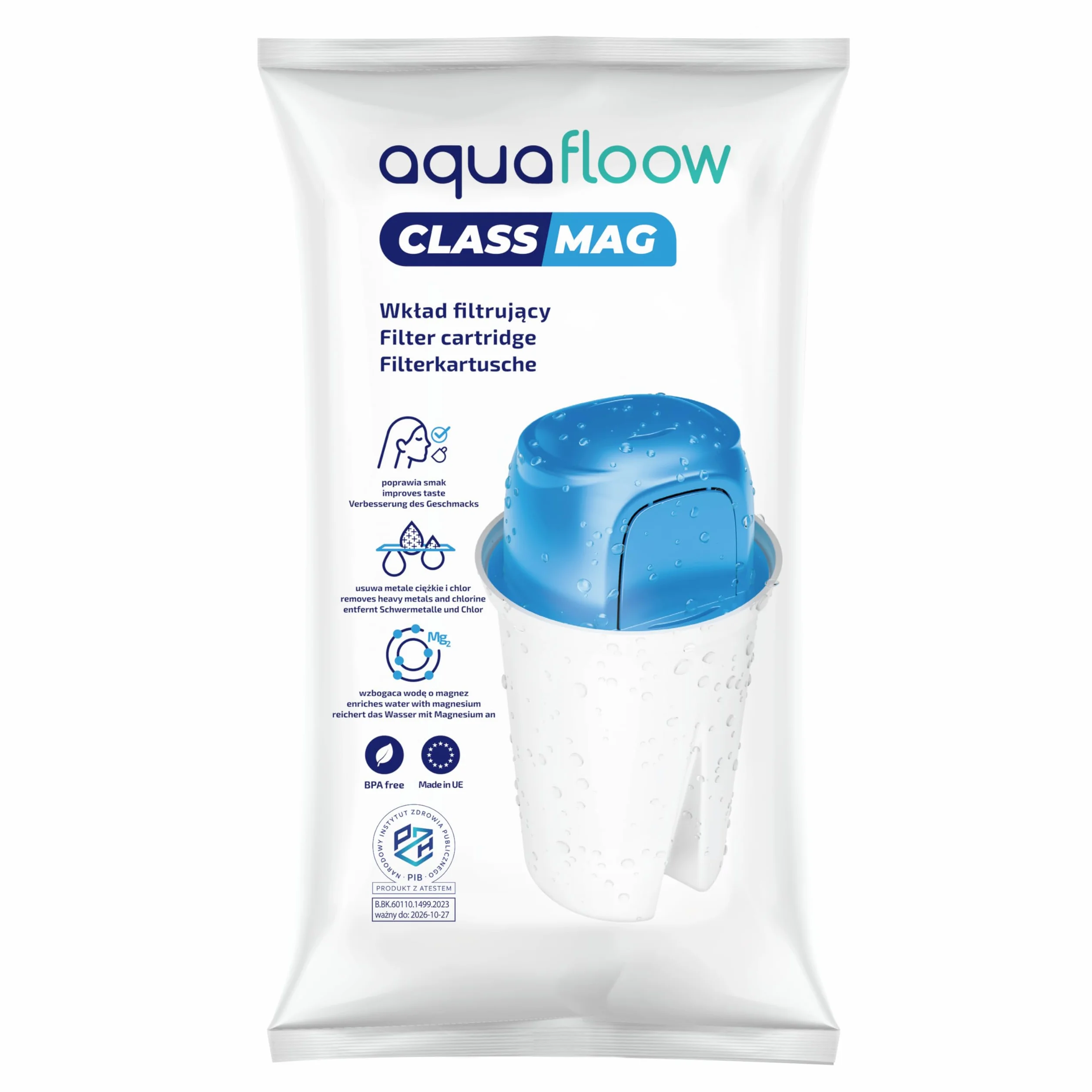 Aquafloow Filtr do dzbanka wkład filtrujący zamiennik Aquaphor B100-15 Dafi Classic Brita Classic Laica wzbogacenie magnezem 5 sztuk