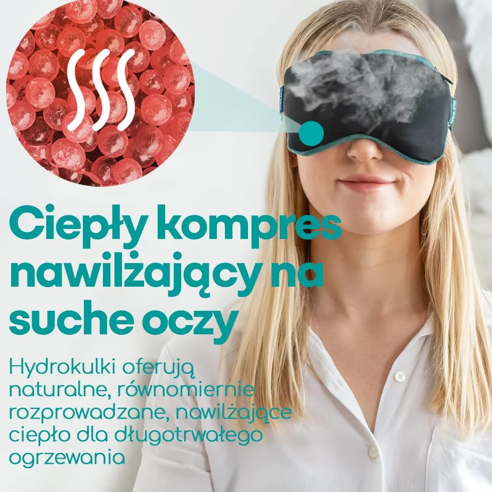 Medi Grade Podgrzewana Maska na Suche Oczy z Chłodzącą Terapią Żelową — Ciepły Kompres na Oczy do Podgrzewania w Kuchence Mikrofalowej Ze Zintegrowaną Maską Chłodzącą na Oczy, Która Łagodzi Migreny