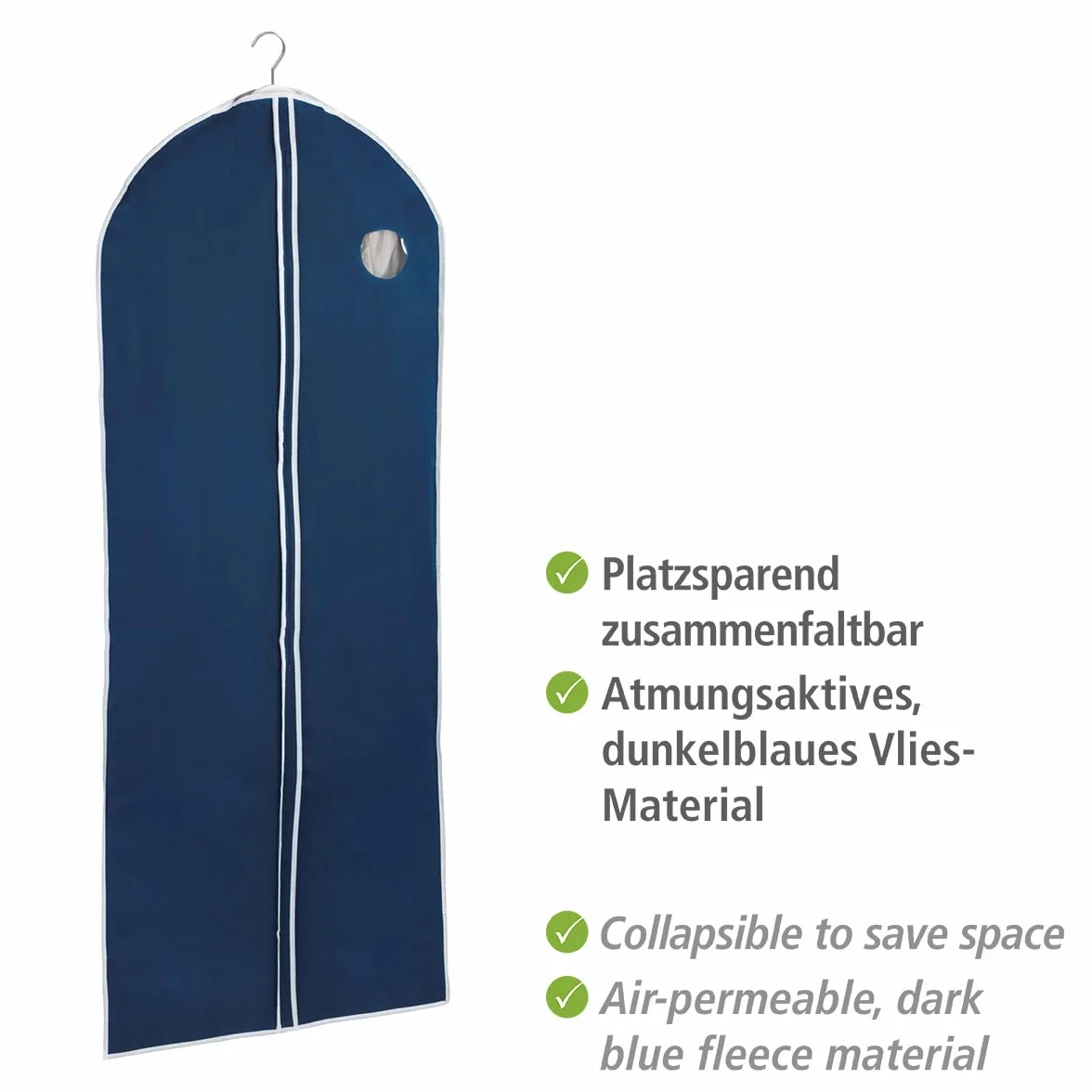 Wenko Pokrowiec na ubrania Przepuszcza Powietrze Polipropylen 150 x 60 x 0,1 cm Niebieski