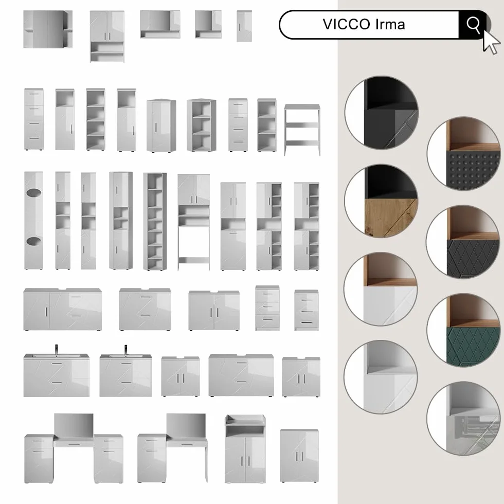Vicco Zestaw mebli łazienkowych Irma Antracyt 80 cm