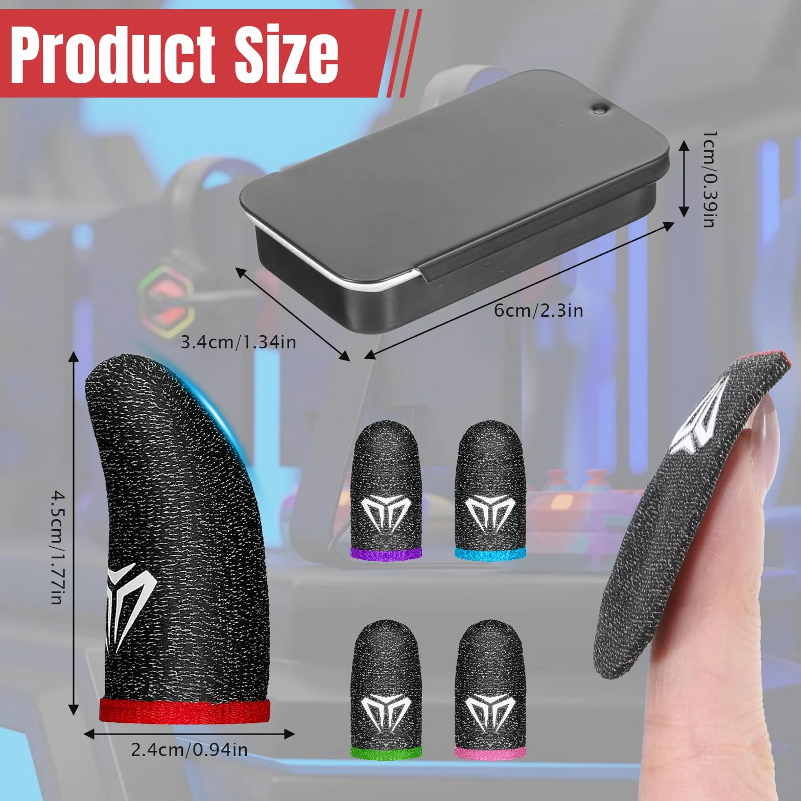 Qianyu 10 sztuk mobilnych rękawów do gier z futerałem, srebrne włókna, ekran dotykowy Thumb Thumb na kciuk, jedwabiste, odporne na pot, oddychające rękawiczki do wszystkich gier