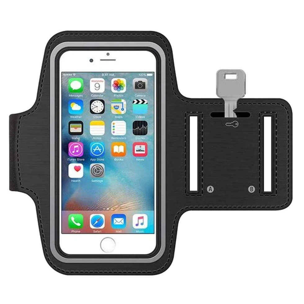 MMOBIEL Sports Arm Band kompatybilny z iPhone/Samsung/Xiaomi/Huawei i więcej - 4,7 cala - Kieszeń telefonu do joggingu i sportu - odporna na refleksję i spawanie - czarny - czarny