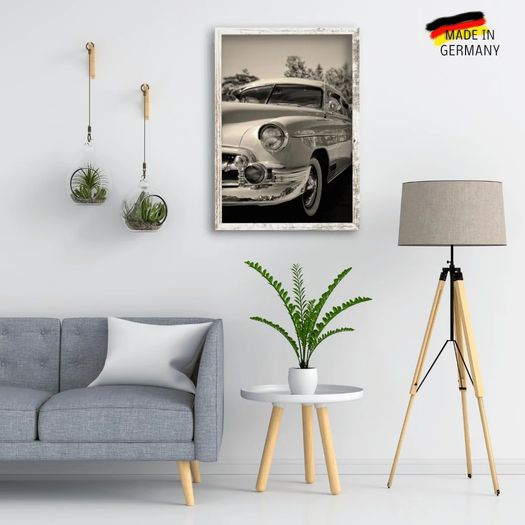 Clamaro 'COLLAGE' rama do obrazu 45x95 wykonana r?cznie na wymiar | Bia?y Vintage | nowoczesna prostok?tna rama do obrazów z p?yty MDF z szybk? ze szk?a akrylowego, ?ciank? tyln? i zawieszk?