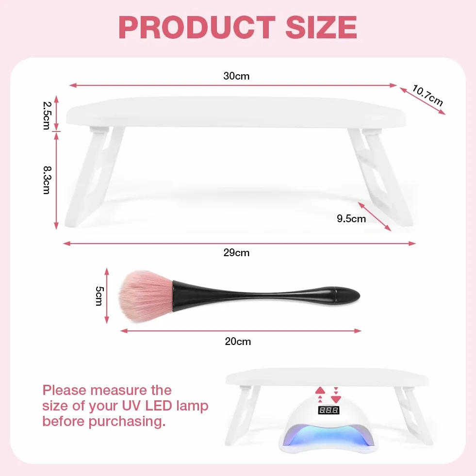 HOTUT Nail Arm Rest poduszka pod rękę, biała poduszka do manicure poduszka na paznokcie podłokietnik do paznokci, składany stojak na rękę dla technika paznokci, antypoślizgowy miękki skórzany stojak