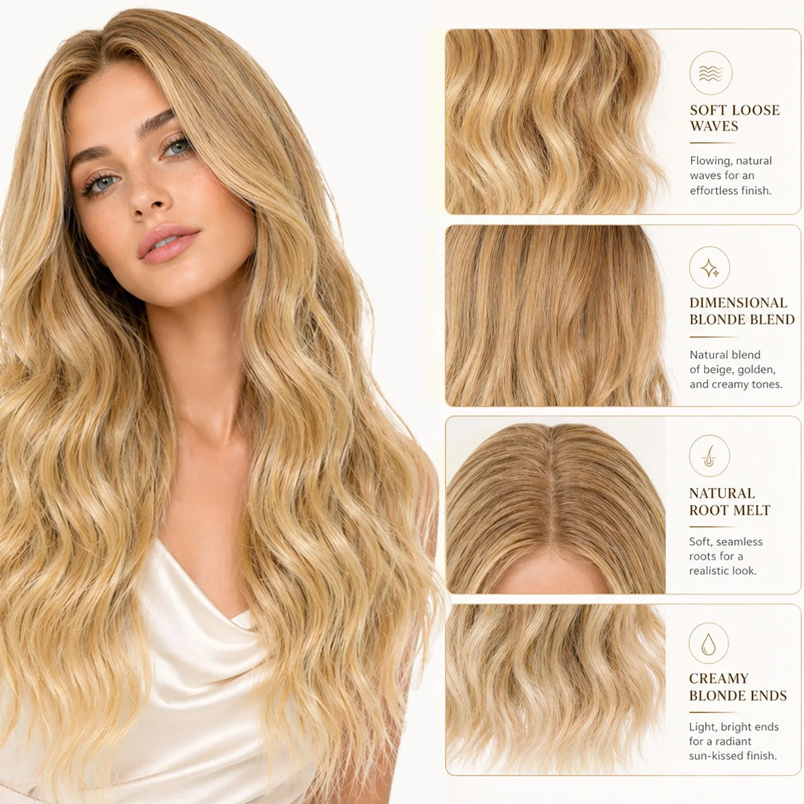 Długie blond falujące peruki dla kobiet i dziewcząt, 27'' peruki kręcone, syntetyczne peruki damskie, pełne włosy, długie peruki zastępcze dla pań, do eleganckiej zabawy, imprezy cosplay
