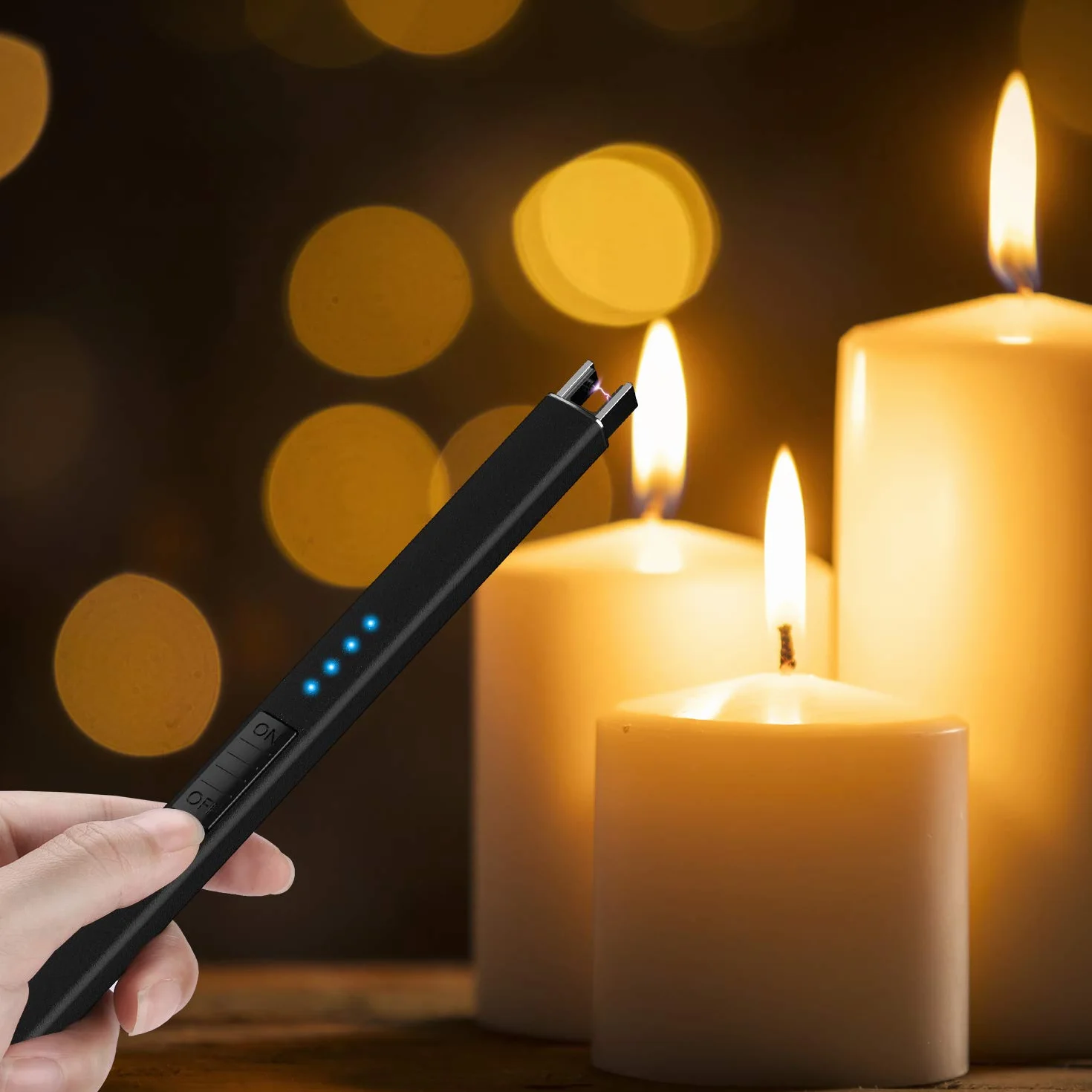 Elektryczna zapalniczka świecowa USB z wyświetlaczem LED, łuk plazmowy, wiatroszczelna, bezpłomieniowa