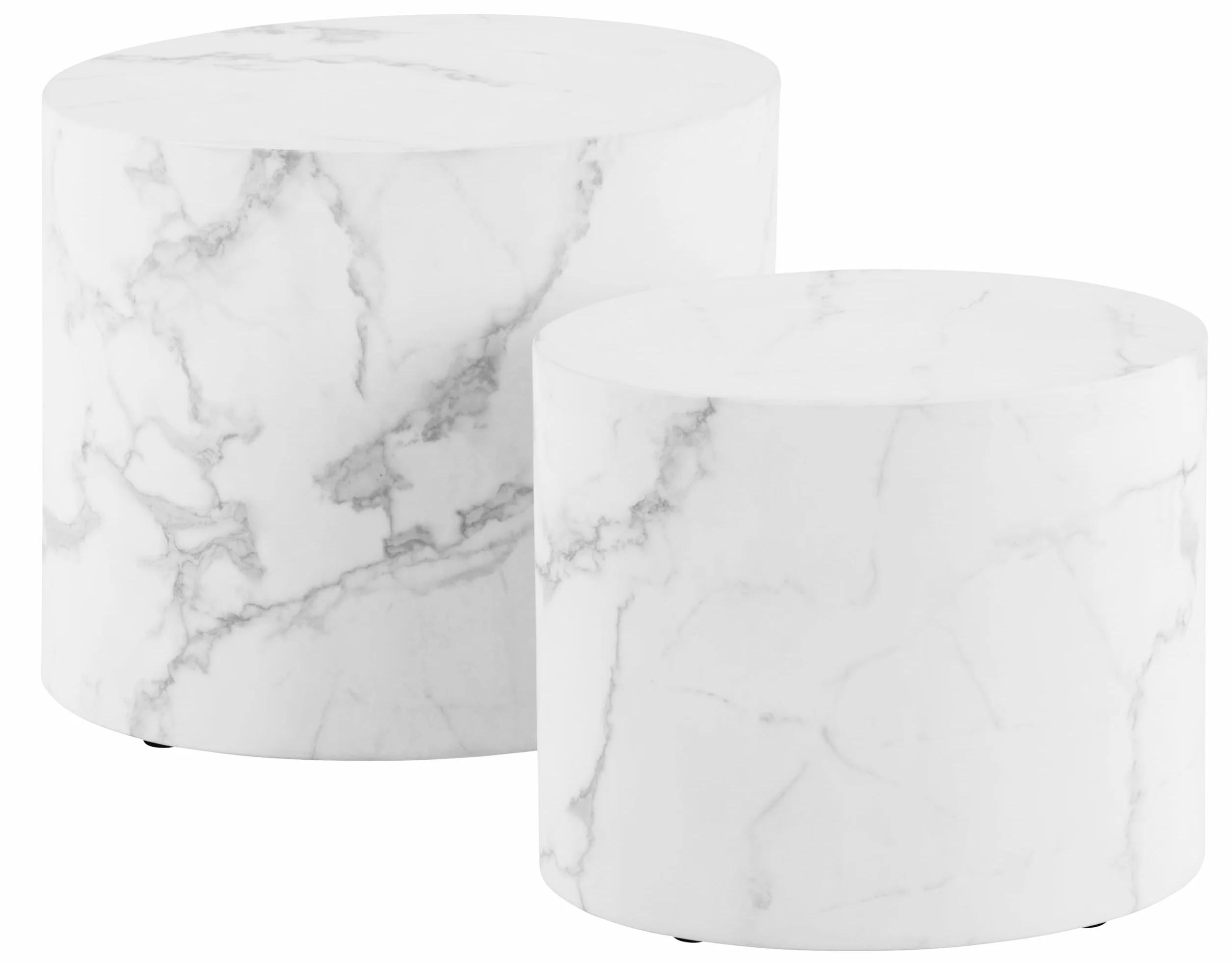 AC Design Furniture Rico stolik kawowy o wyglądzie białego marmuru, zestaw 2 sztuk, nie zajmują dużo miejsca, owalne stoliki pomocnicze do salonu, nowoczesne stoliki składane, szer.: 48 x wys. 40 x