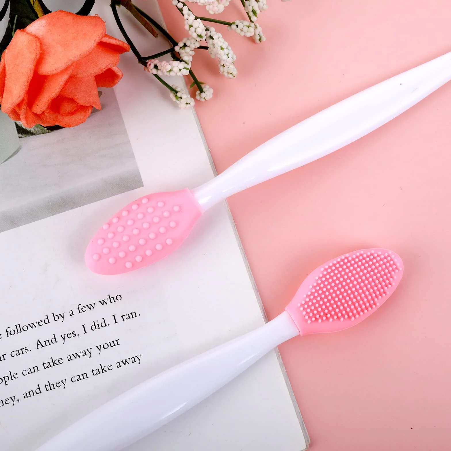 Lusofie 12 sztuk Szczotka do złuszczania ust Dwustronny silikonowy pędzel do ust Mini peeling Brush do ciemnych ust dla mężczyzn i kobiet Mini szczotka do pielęgnacji ust