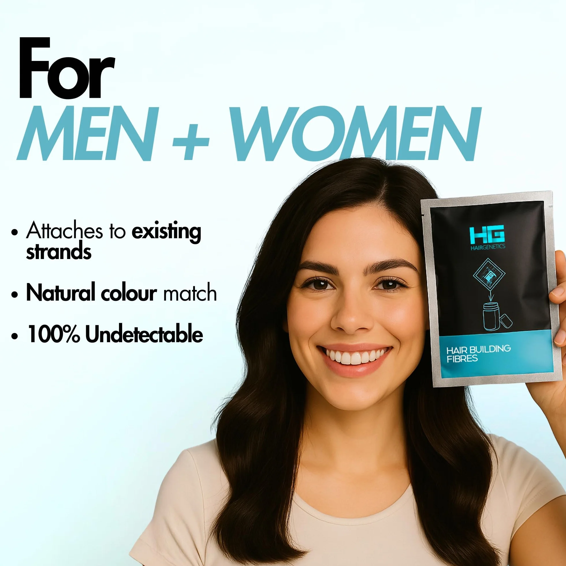 Hair Genetics Zaawansowane włókna do budowania włosów, duże opakowanie uzupełniające 50 g (czarne)