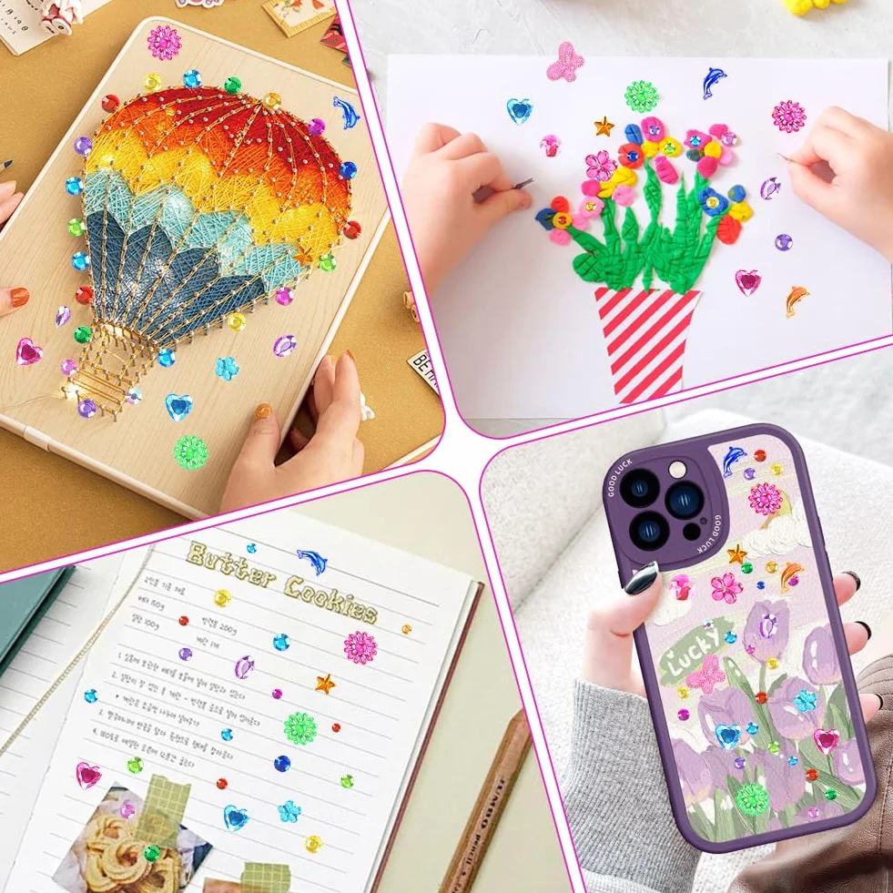 Vicloon 2300+ brokatowe naklejki na twarz do dekoracji twarzy 10 sztuk diamentowych brokatowych naklejek samoprzylepnych na twarz do dekoracji paznokci dla dzieci DIY DIY karty