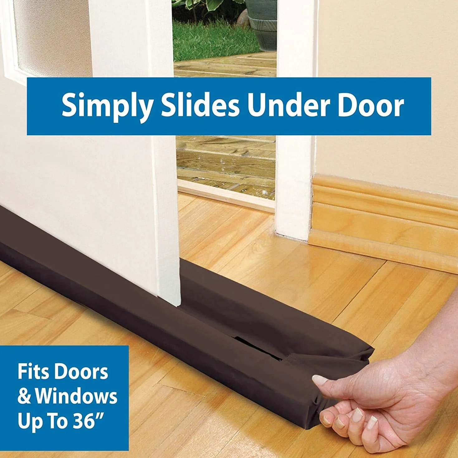 Ram Draft Excluder Black Dwustronna listwa izolacyjna Uszczelka do drzwi 90 cm