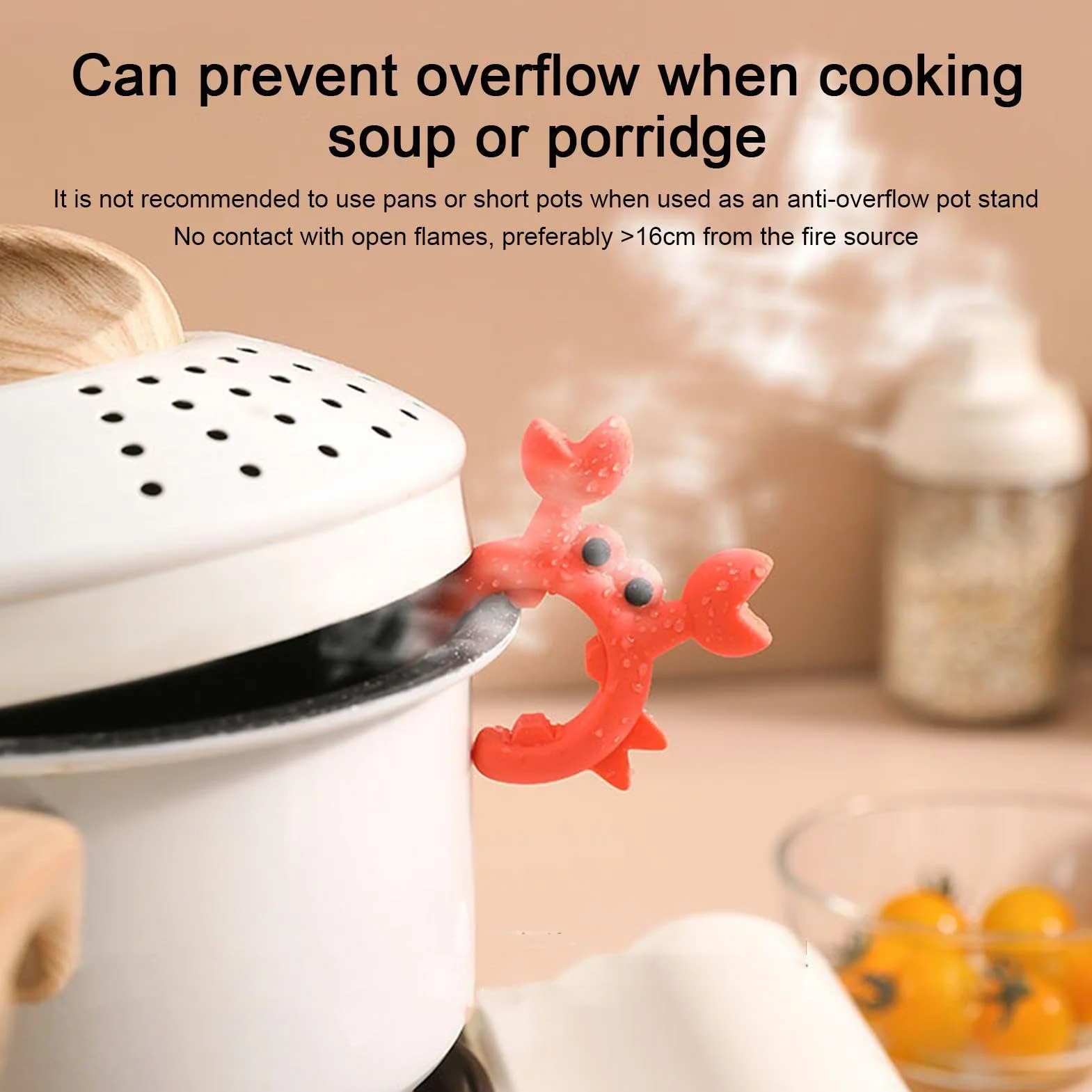 Cute Silicone Crab Spoon Holder Utensil Rest 5.8x6.5cm Anti-Overflow Ladle Holder for Stove Top