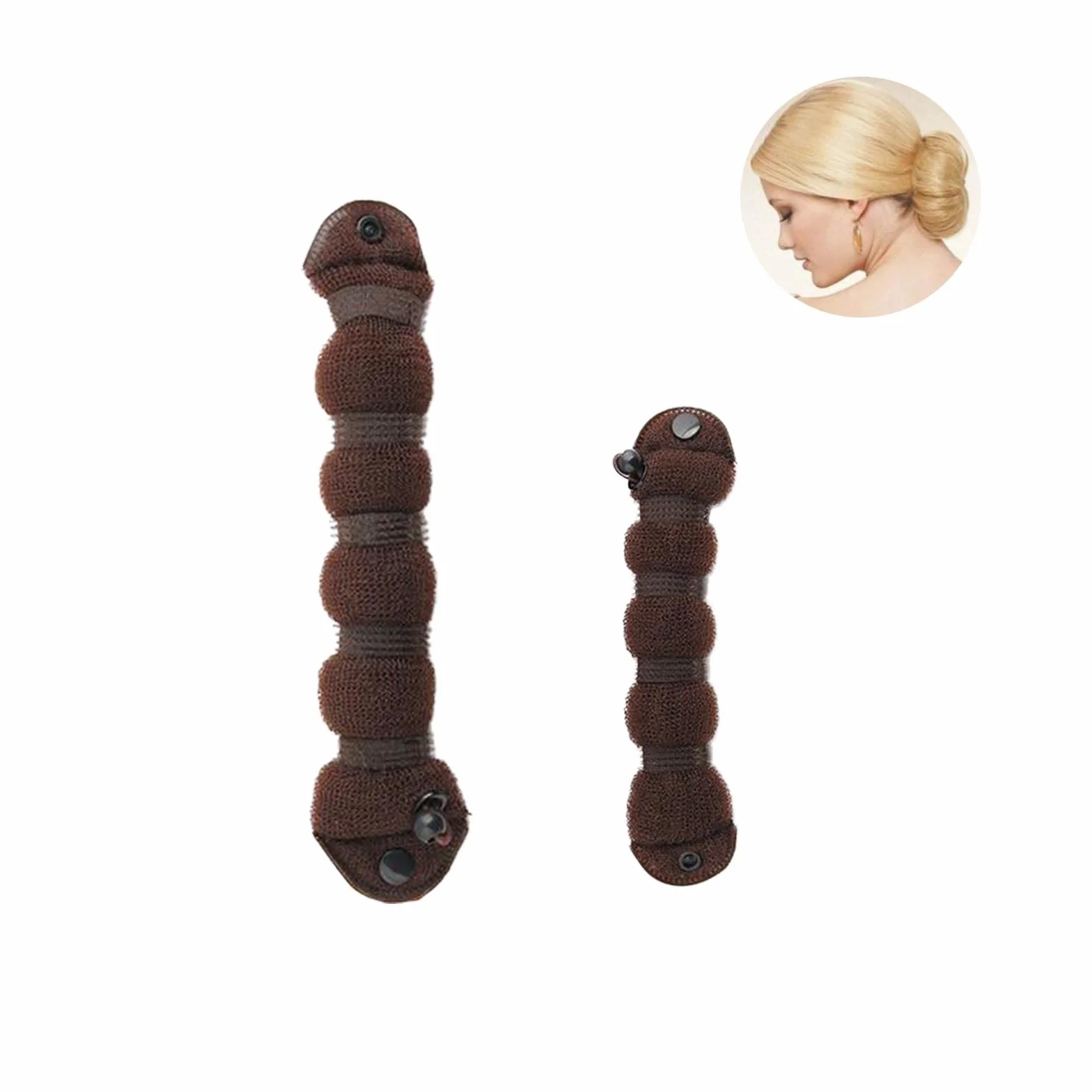Donut Hair Bun Maker Magiczne pączki do koka stylizacji włosów 1 Duży + 1 mały brązowy