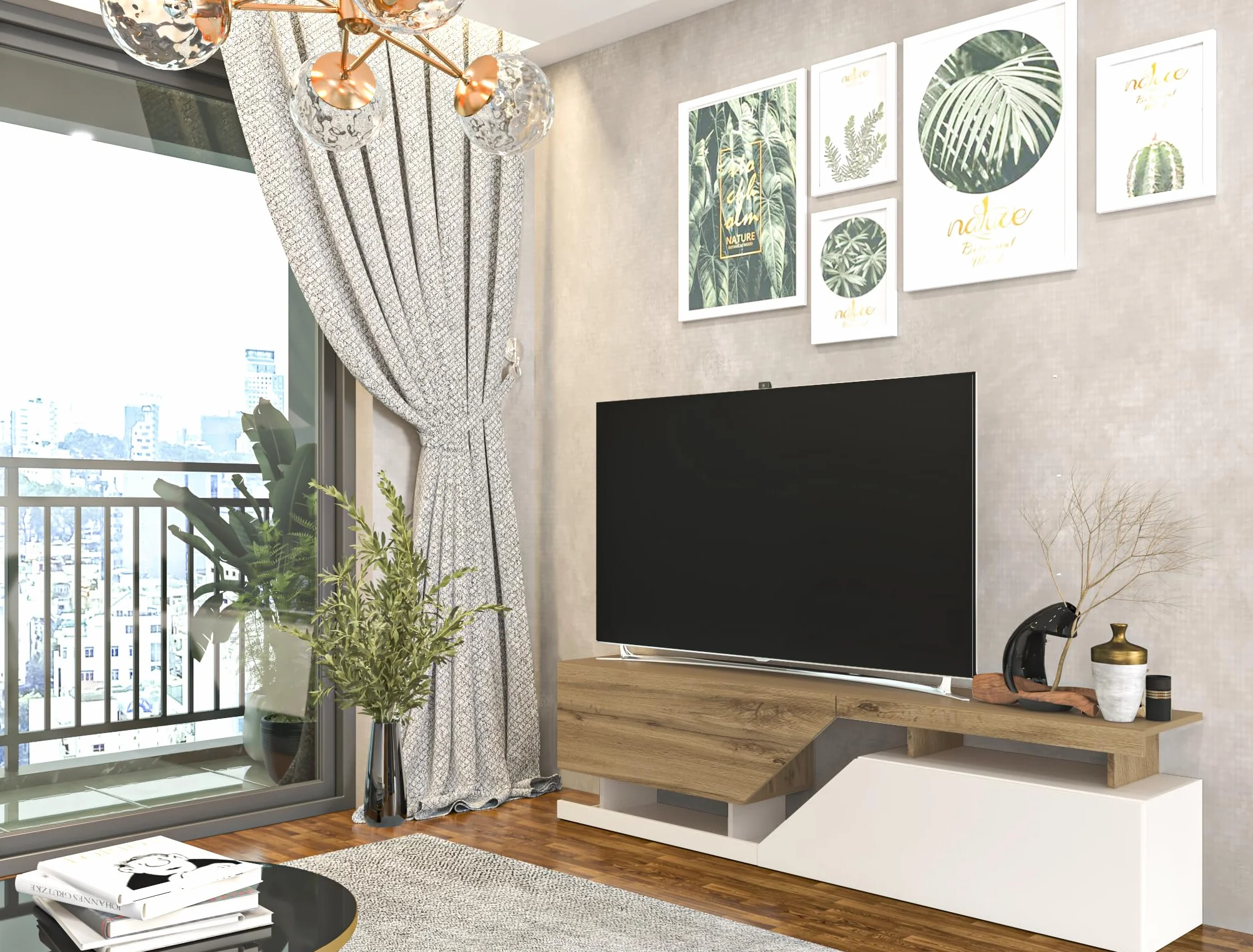 Szafka RTV Dąb Wotan/Biały 160x47x35 cm BDW RTV DOUBLE