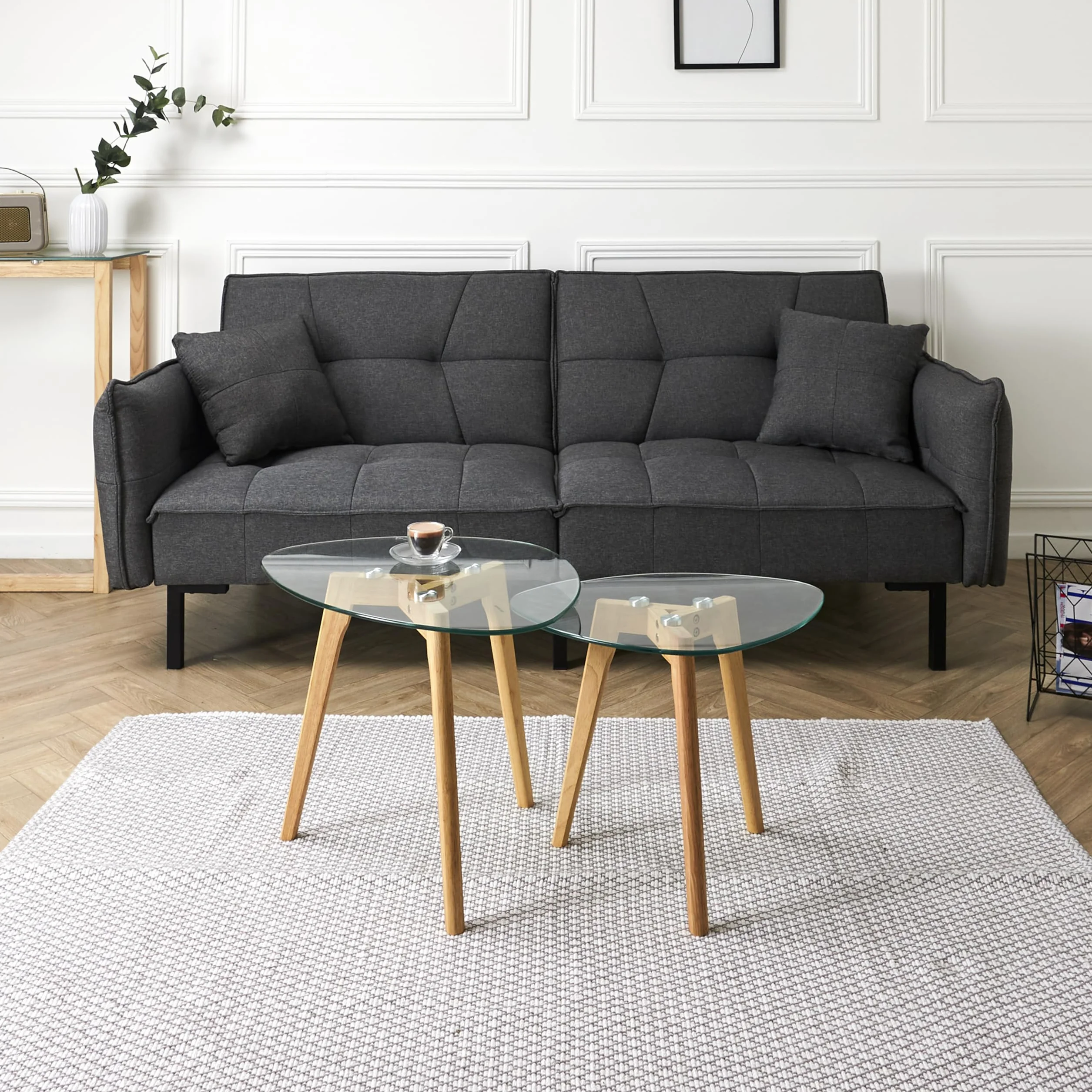 THE HOME DECO FACTORY Mesas Nido de Madera 2 sztuki 60 x 45 x 43 cm