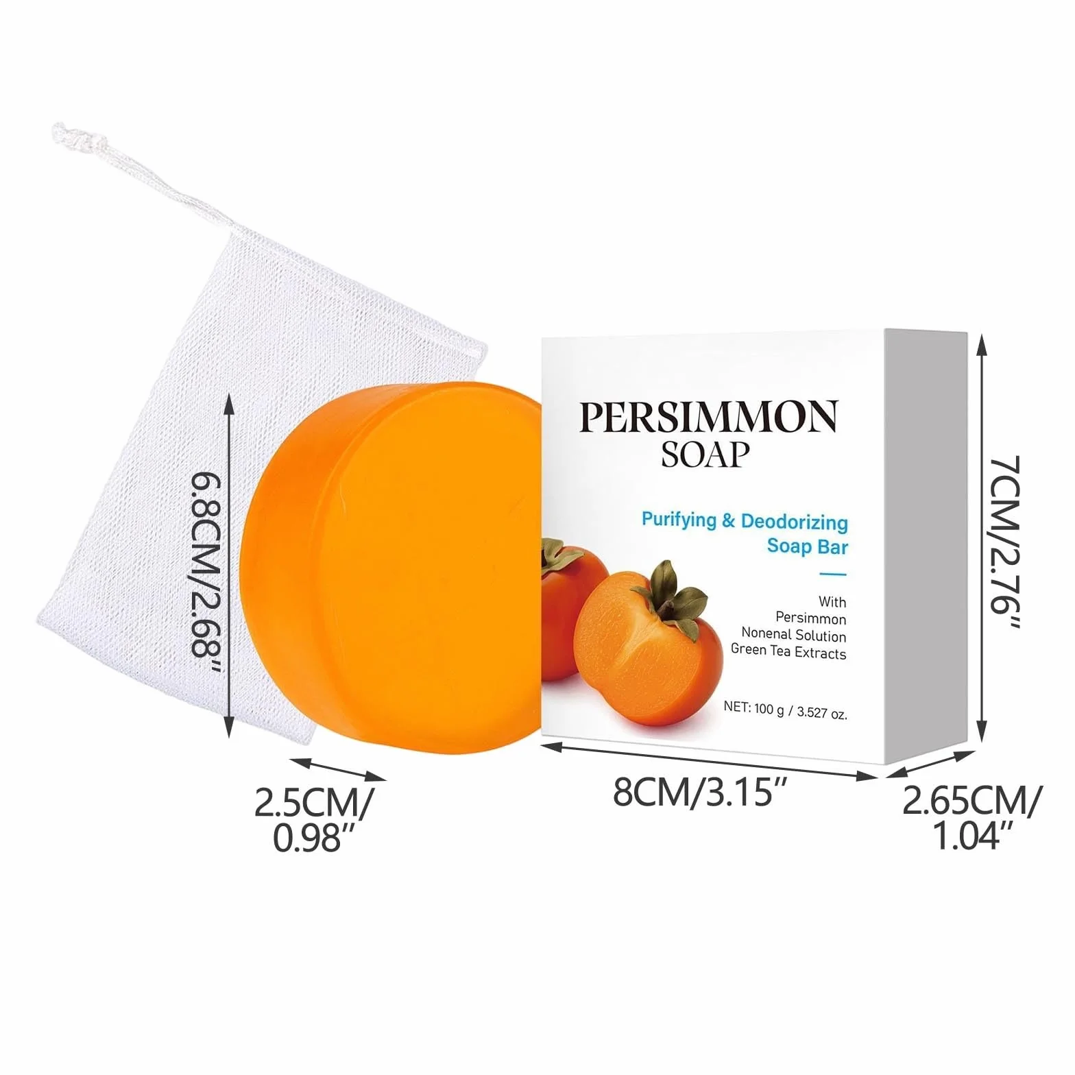 Mydło z persimmon, mydło dezodorant do kąpieli, oczyszczanie, odżywianie skóry osób starszych, mydło do mycia eliminujące nieprzyjemne zapachy ciała, dla kobiet i mężczyzn (2)