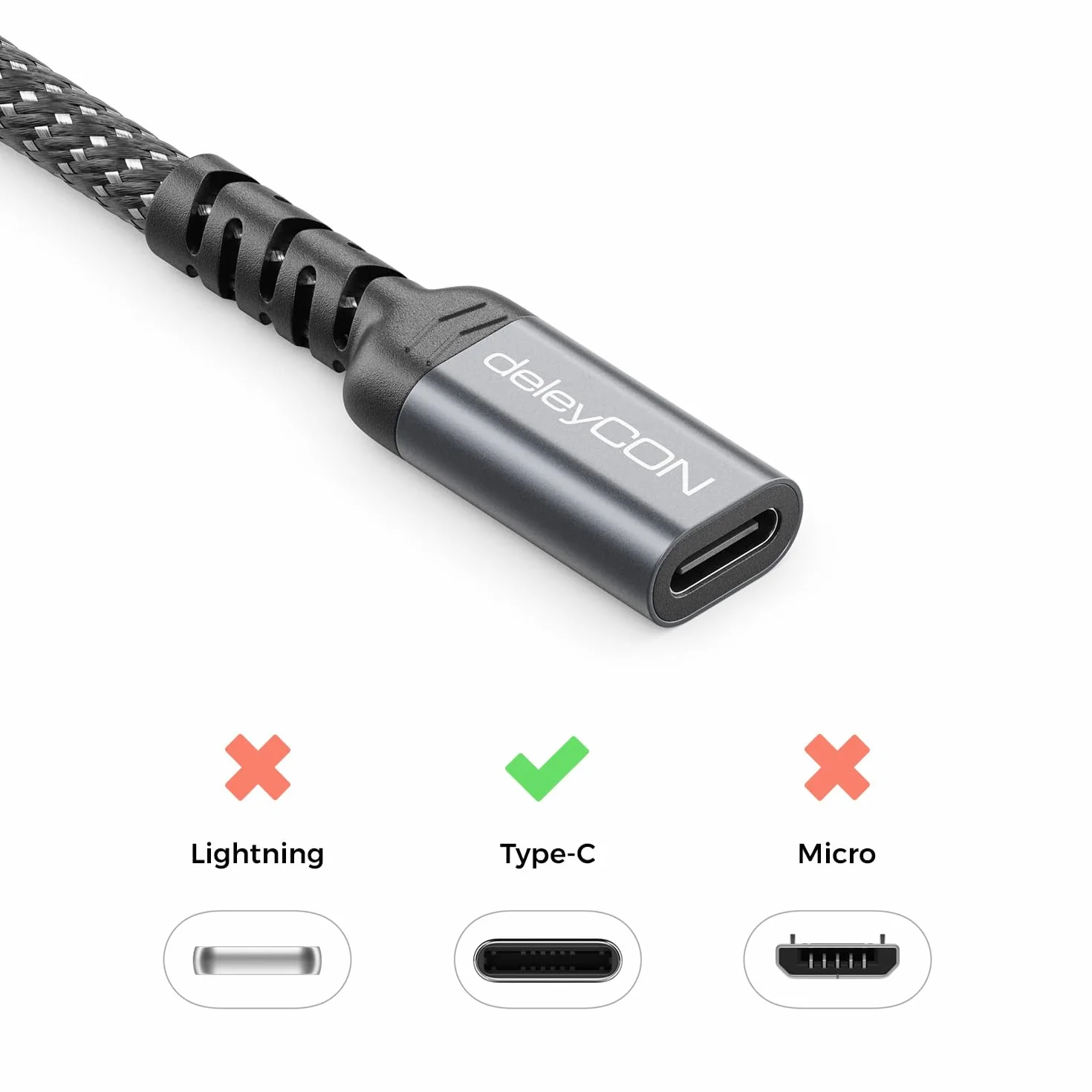 deleyCON Adapter USB-C na USB 10 Gbps - Gniazdo Typ-C do Wtyku USB-A, Przewód - do iPhone 17/16/15, iPad, Galaxy S25/S24/S23, A56, A16, Laptopa, SSD, HDD, Notebooka, CarPlay itp.
