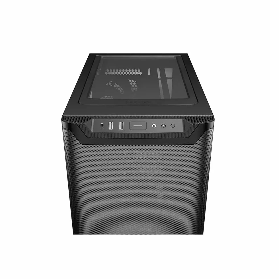 be quiet! Pure Base 501 Airflow Black obudowa PC, 2 fabrycznie zainstalowane wentylatory Pure Wings 3 140 mm PWM, wysokie ciśnienie statyczne, pojemna konstrukcja, kompaktowe wymiary, USB 3.2