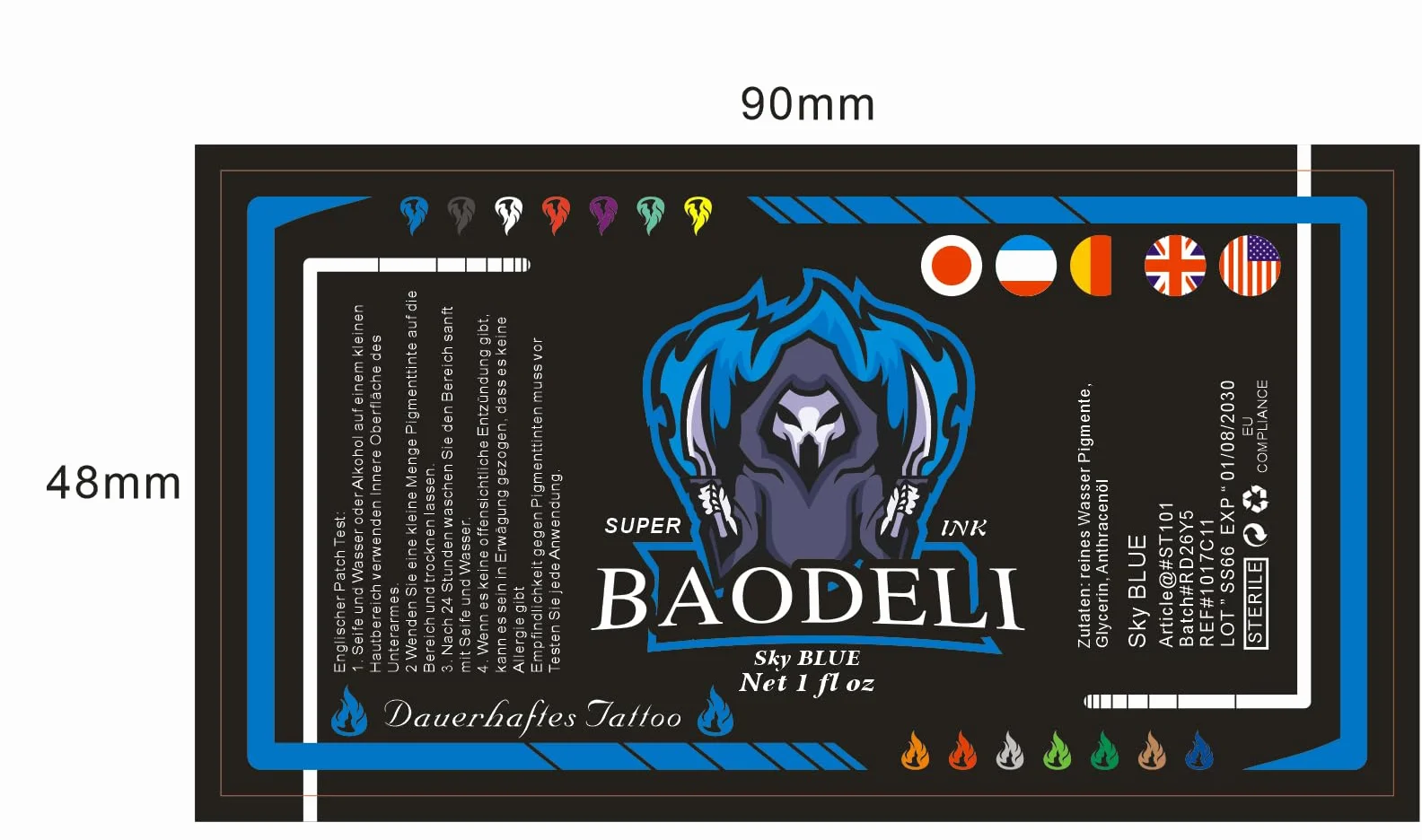 DLD Dazzling Vivid Color Tattoo Kit profesjonalny zestaw 14 butelek (1 oz pro) zestaw do tatuażu, standardowy zestaw pigmentów UE, 30 ml