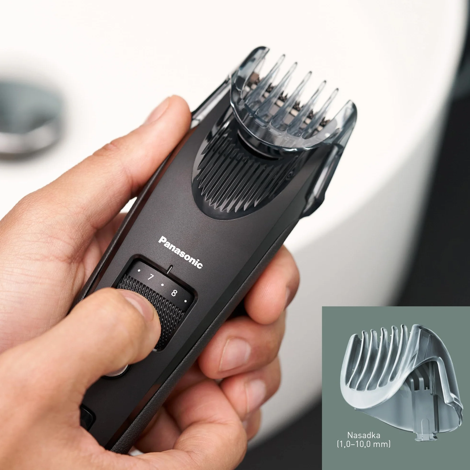 Panasonic Trymer do brody Premium ER-SB40 z 19 ustawieniami długości, trymer do brody 0,5 – 10 mm, trymer dla mężczyzn, silnik liniowy