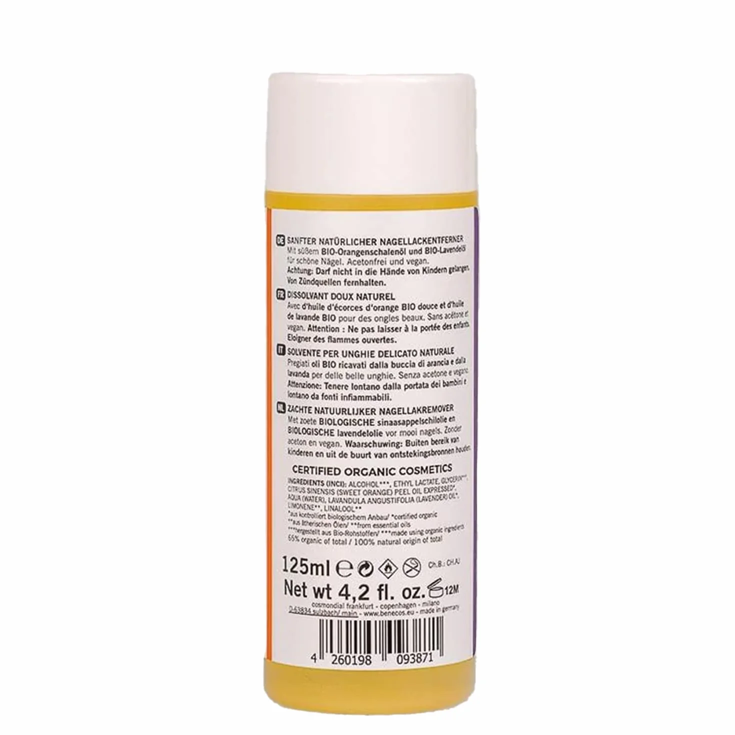 benecos - Naturalne Kosmetyki - zmywacz do paznokci - organiczny olej muszli organowych & organiczny olejek lawendowy - wegański - 125ml