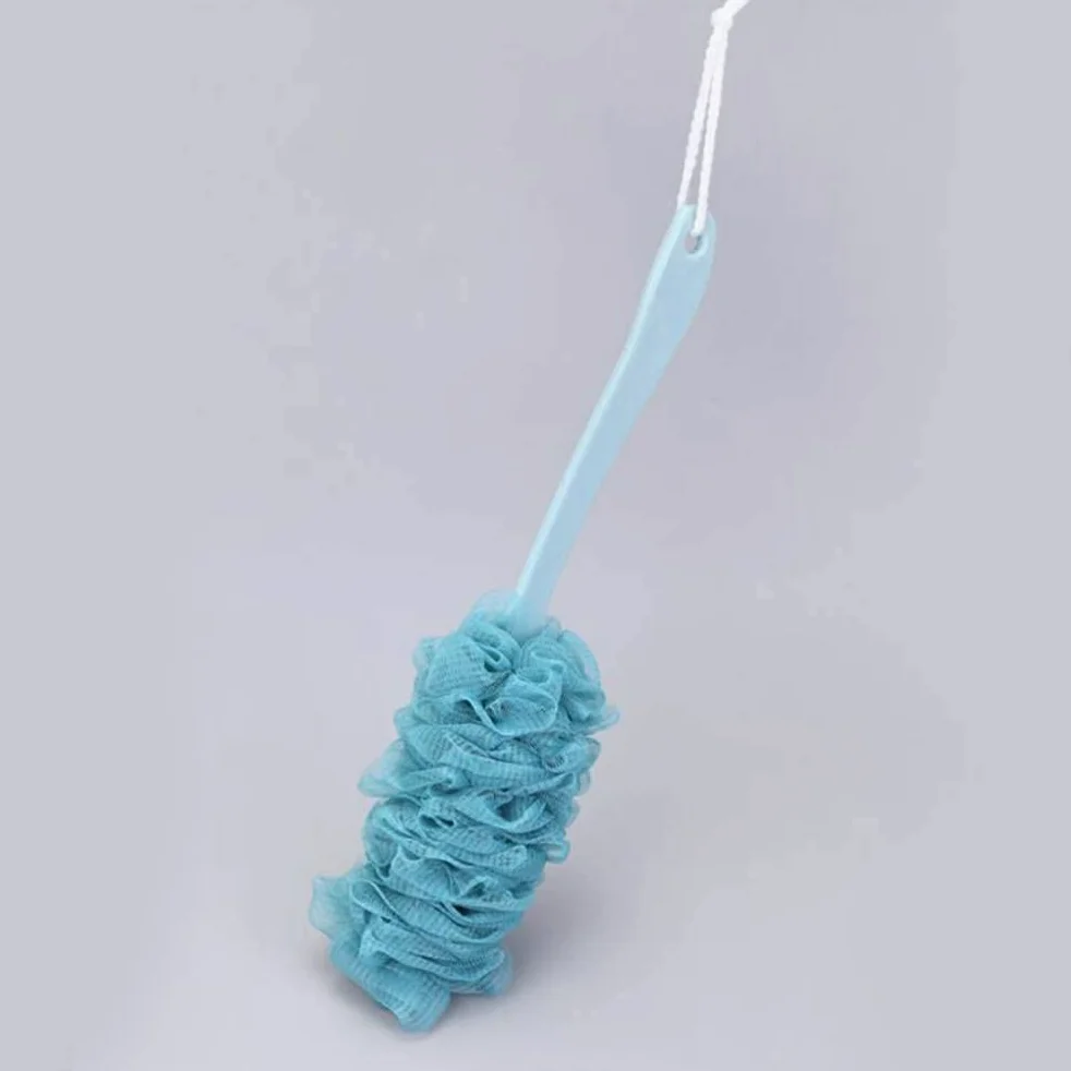 Szczotka do kąpieli z gąbką z uchwytem do kąpieli Długi złuszczający szczoteczka do kąpieli Body Washin (niebieski) Szczotki do kąpieli i ciała