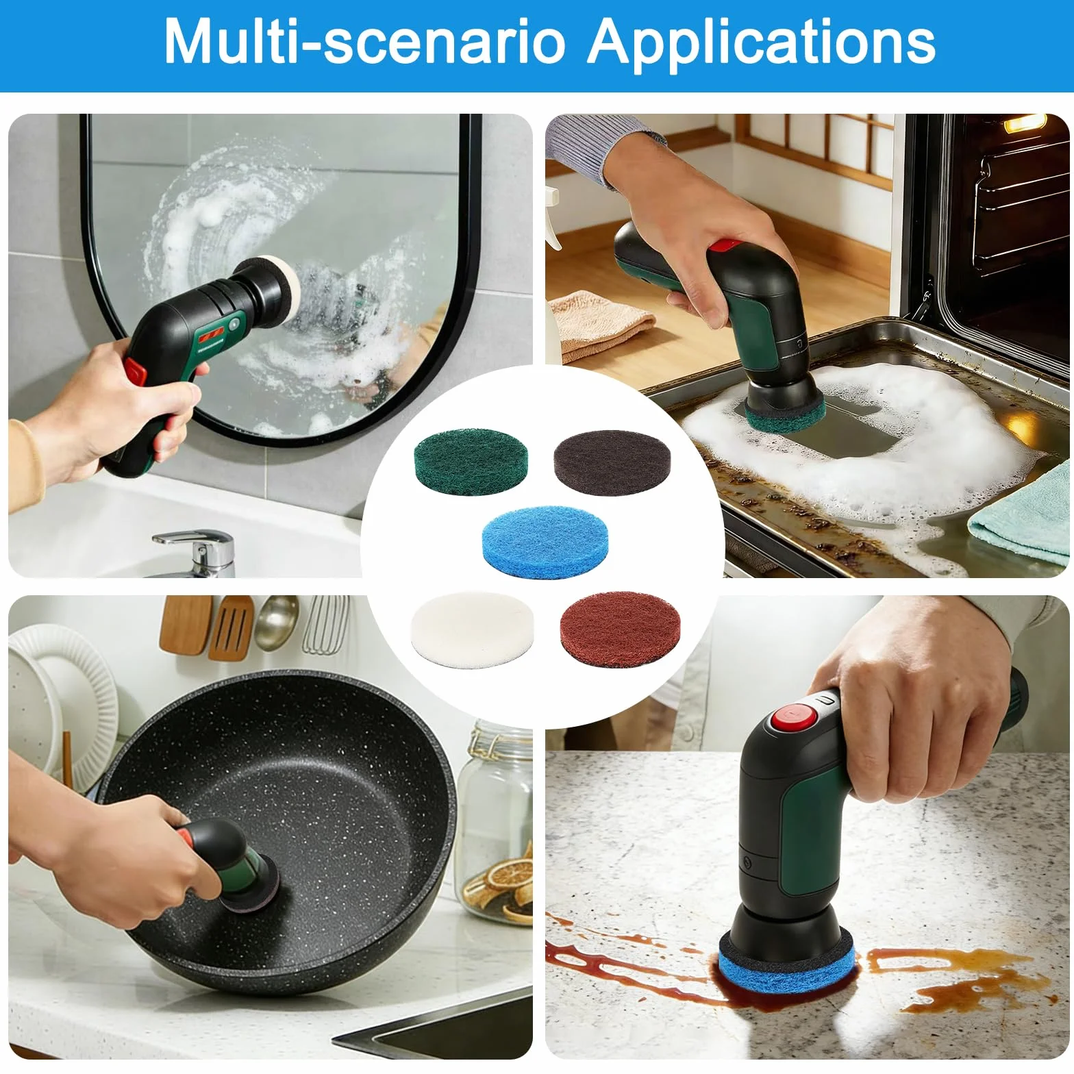 20 sztuk wymiennych szczotek do Bosch Universal Brush 6033 & Dremel Versa PC10, zestaw wymiennych nakładek, 5 typów: wysokowydajne, mikrofibra, podkładka kuchenna, podkładka do szorowania i