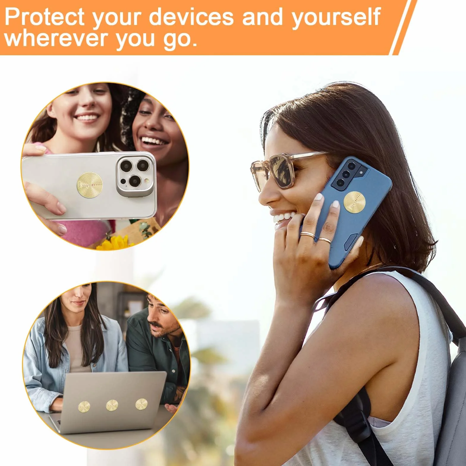8 sztuk naklejek na telefon komórkowy – złote naklejki na telefon komórkowy, ochrona przed promieniowaniem, naklejki antyradiacyjne, naklejki blokujące EMF na telefony komórkowe, tablety, telewizję