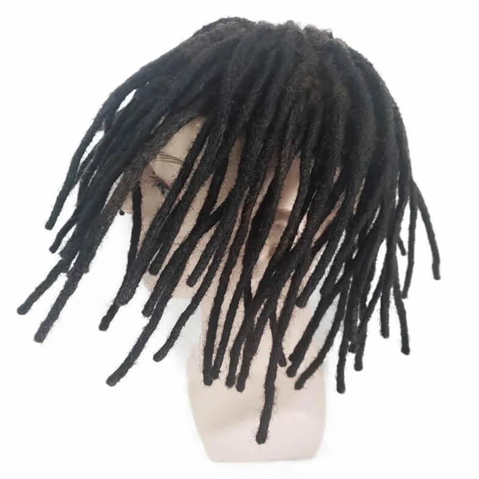 Mężczyźni Dredy podwójne węzły skóra afro peruka męska włosy ludzkie locs warkocze męskie Fryzura(2,6x8)