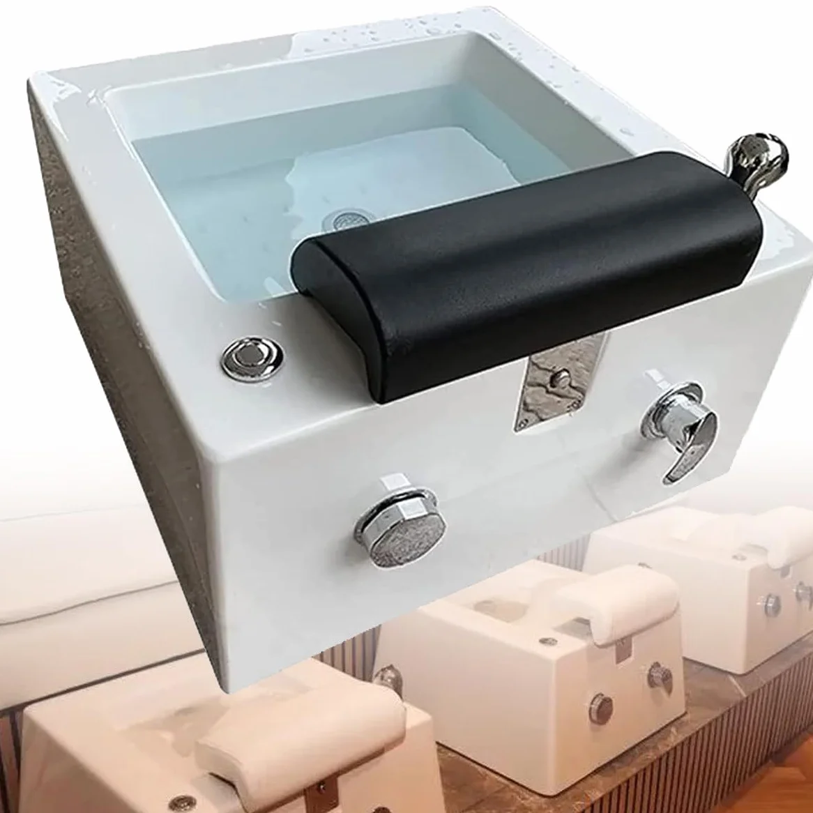 Przenośna wanna spa do pedicure stóp z akrylowym krzesłem i myjką prysznicową - relaksująca wanna spa dla stóp do użytku domowego i salonu - funkcje masażu w zestawie