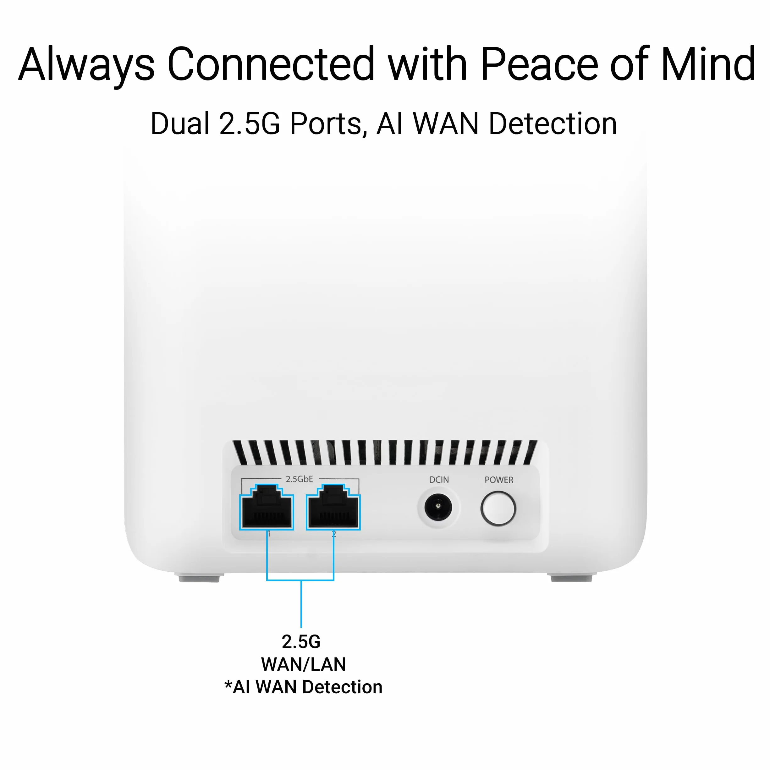 ASUS ZenWiFi BD4 2-pak dwuzakresowa siatka WiFi 7, 3600 Mbps, zasięg 470 m², dwa porty 2,5G, w zestawie kontrola bezpieczeństwa i rodzicielska, Smart Home Master SSID, biały