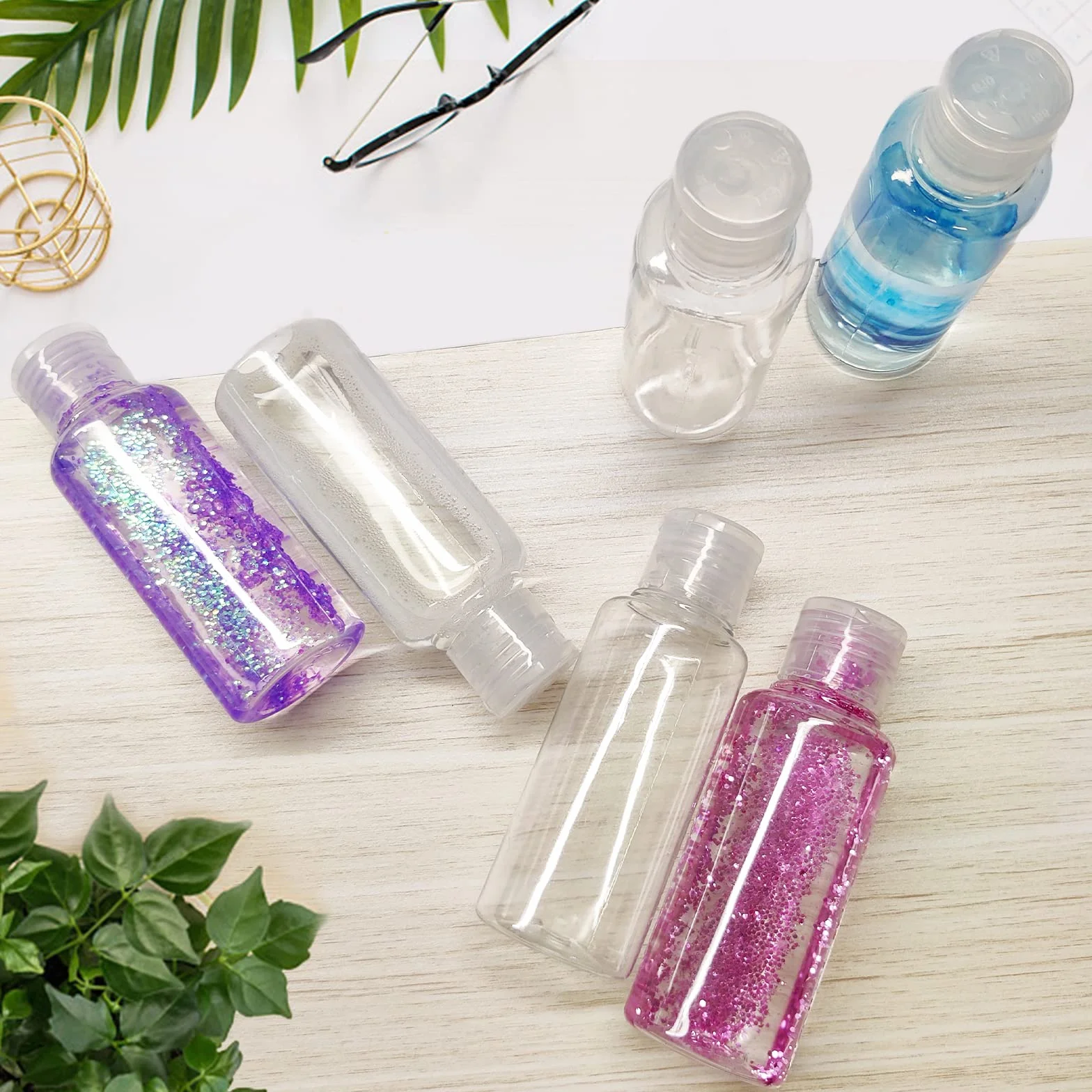 BillyBath Butelki podróżne do napełniania 100 ml 6 sztuk z lejkami przezroczyste plastikowe zestaw