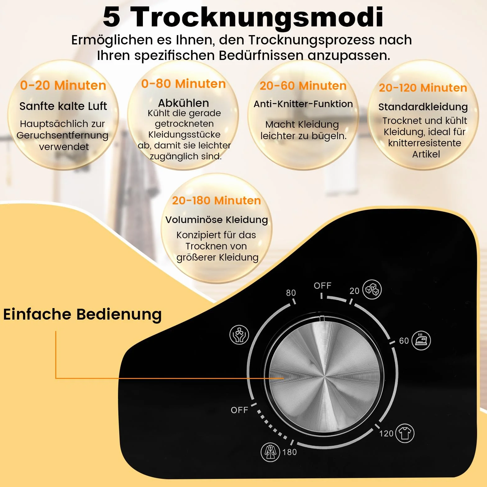 COSTWAY Mini suszarka na pranie 5 kg 5 programów 800 W 69°C z zabezpieczeniem przed przegrzaniem