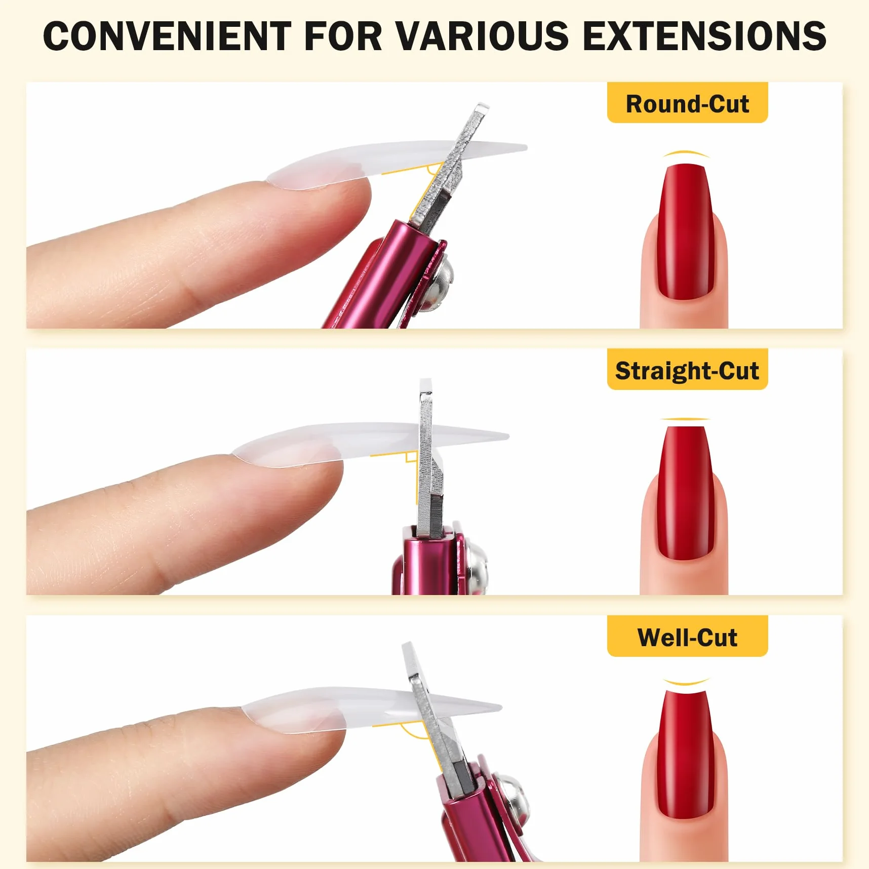BEZOX Obcinacz do paznokci, obcinacz do paznokci akrylowych, sztucznych paznokci, nierdzewne, ostre, profesjonalny manicure, pedicure