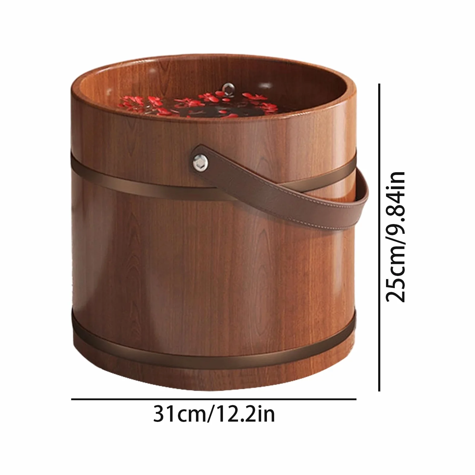Wanna do spa, integracja wałka do masażu, 25 x 31 cm, drewniane wiadro do kąpieli stóp, wanna do kąpieli stóp, łatwa do czyszczenia i konserwacji, dla starszych mężczyzn kobiet sauna relaks