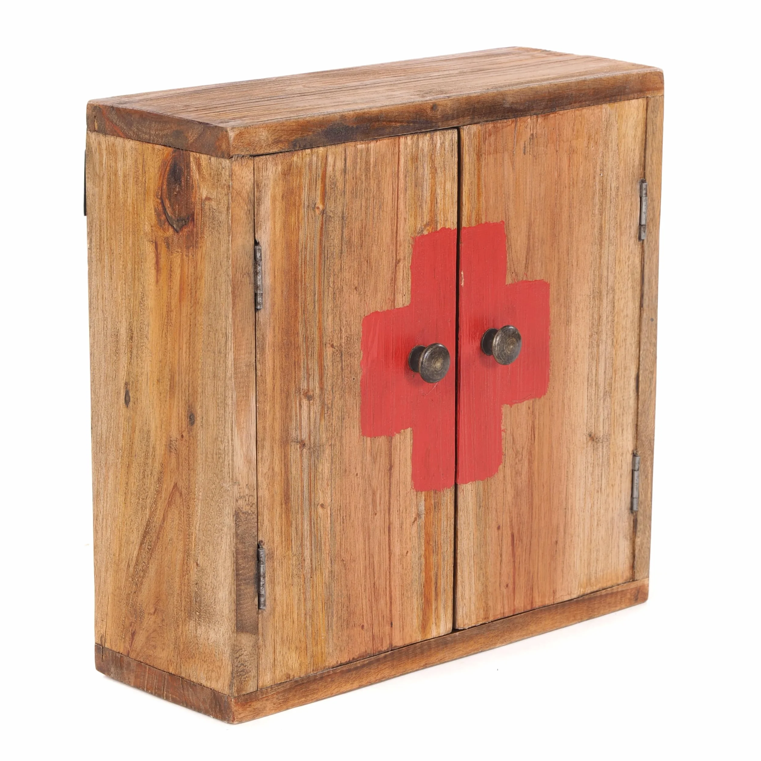 Szafka medyczna Medic 35 | 35 x 35 x 13 cm (wys. x szer. x gł.), mahoń | szafka ścienna w stylu Shabby Chick, szafka na leki, szafka pierwszej pomocy z drewna | Kolor: 01 Natur-Vintage