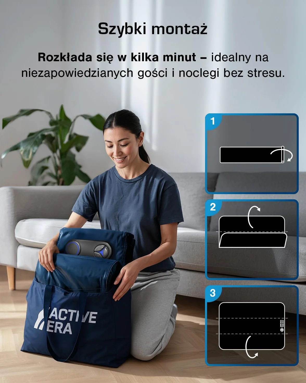 Active Era Materac Samopompujący Podwójny 200x150 cm z Wbudowaną Pompą Powietrza Wodoodporny
