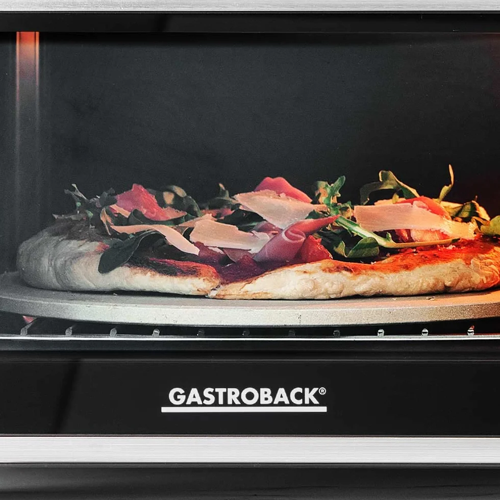 GASTROBACK Mini piekarnik 26 l 5 funkcji 30°C-230°C Cool Touch z kamieniem do pizzy