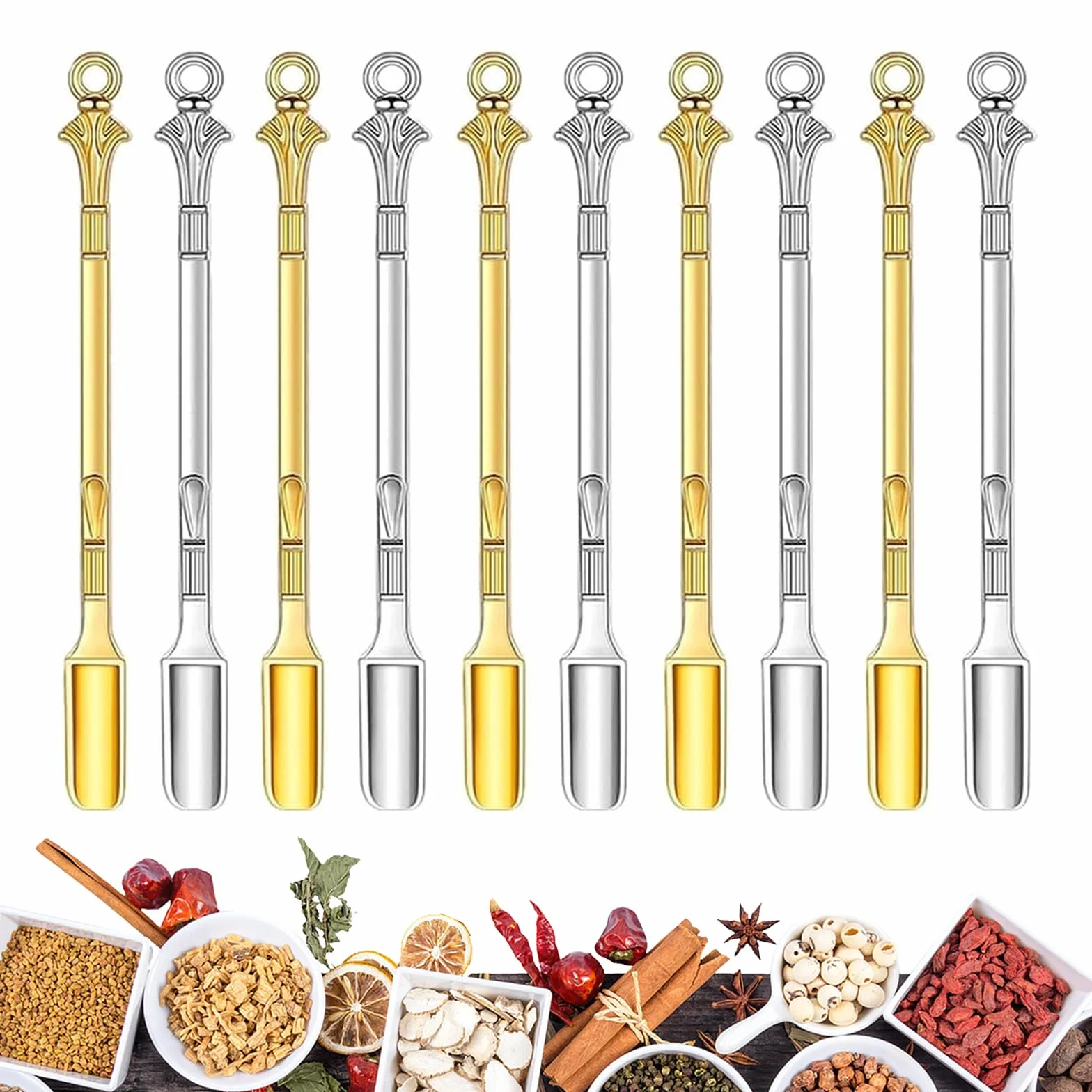 10 sztuk mini łyżeczek, łyżeczek do przypraw, mini łyżeczki do espresso, łyżki do laboratoryjnego pobierania próbek, długie, łyżeczki solne, do medycyny, soli, ziół, piasku, brokatu